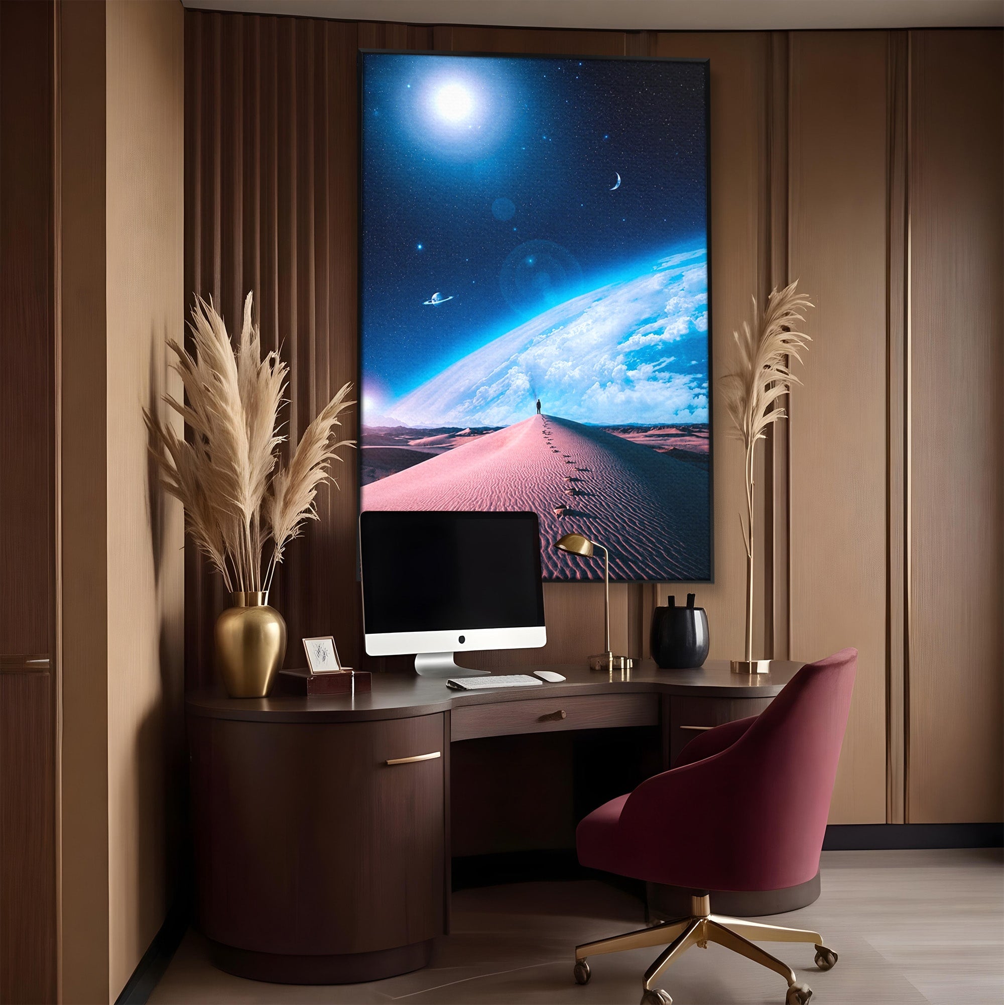 Tablou Canvas Premium LuxCanva® S1002, Lumina Cosmică, Spatiu, Desert, Stele, Univers, Fantezie, Living, Dormitor, Culori Vibrante