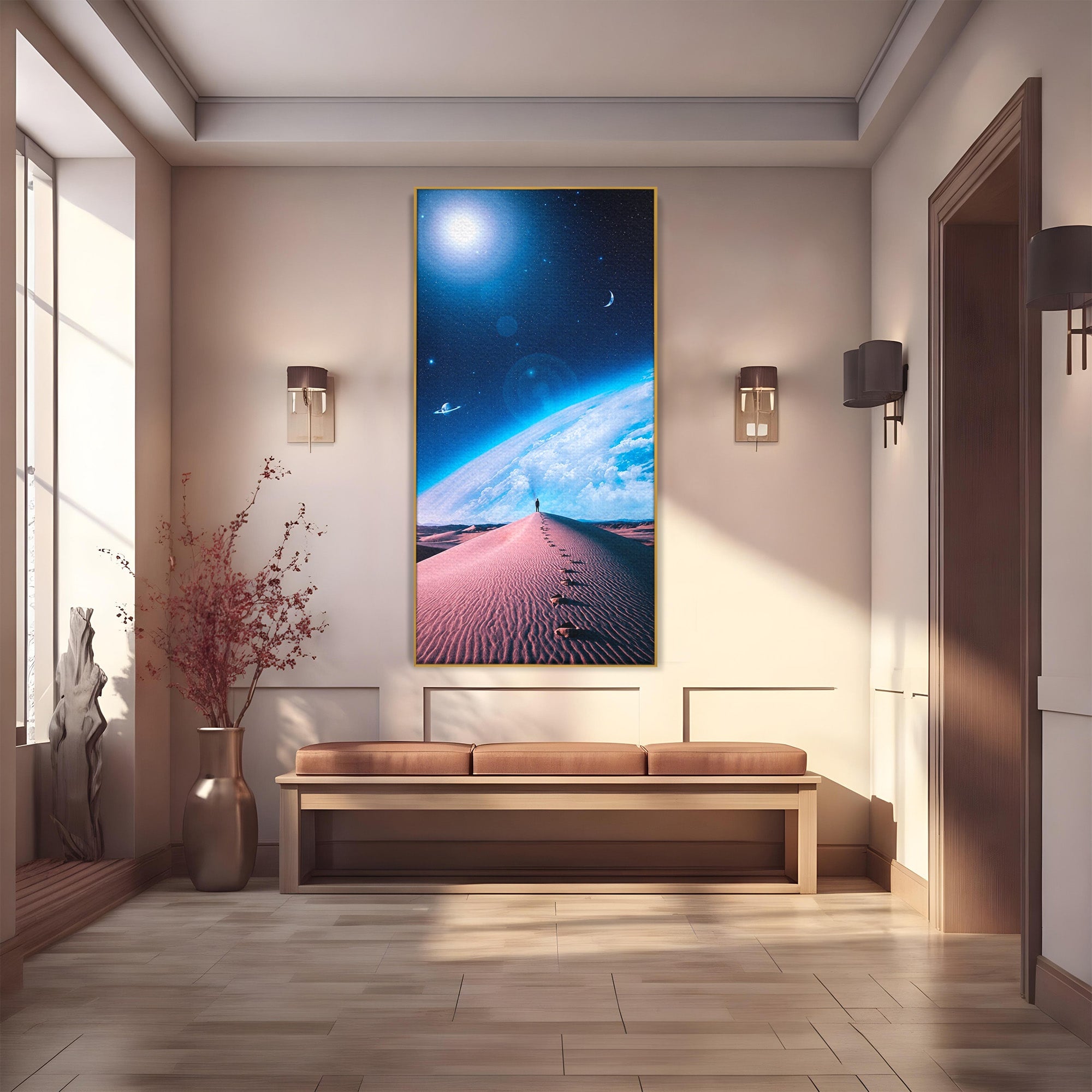 Tablou Canvas Premium LuxCanva® S1002, Lumina Cosmică, Spatiu, Desert, Stele, Univers, Fantezie, Living, Dormitor, Culori Vibrante