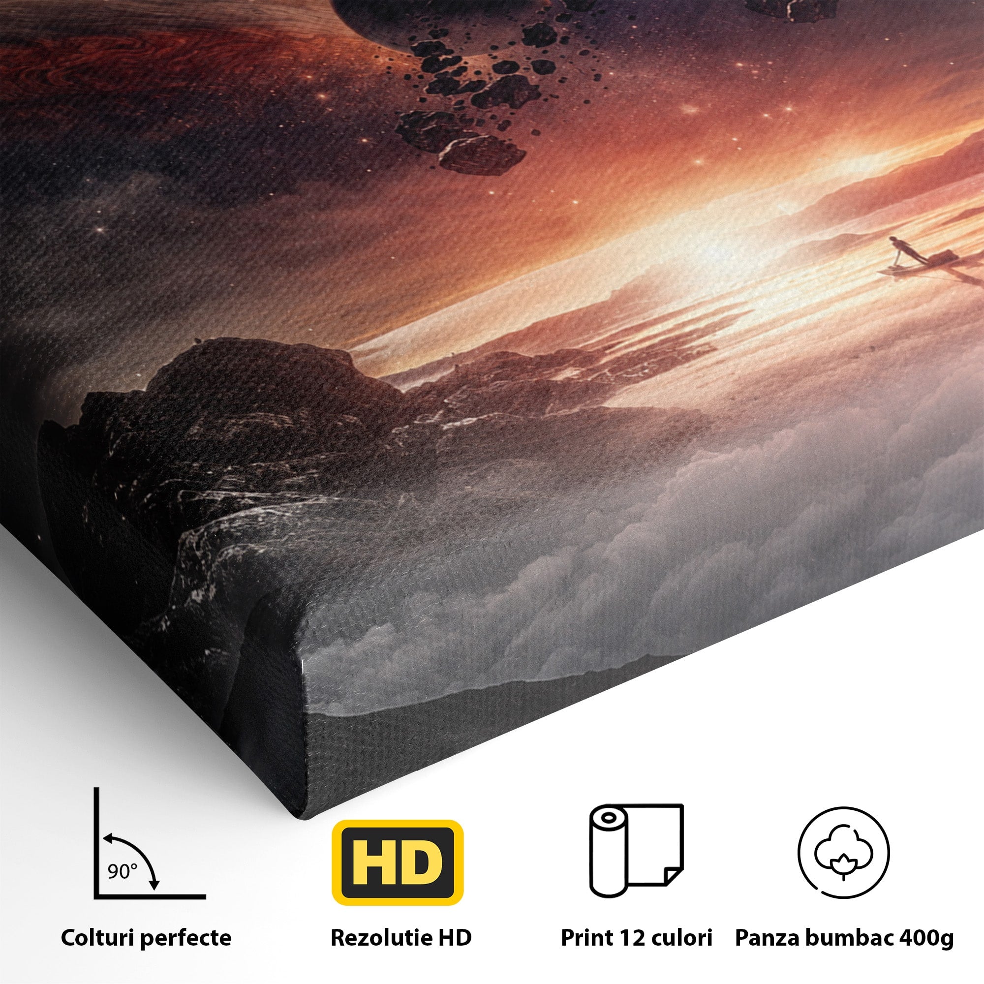 Tablou Canvas Premium LuxCanva® S1003, Calatorie Intergalactica, Planete, Spatiu, Cosmos, Explorare, Living, Culori Vibrante