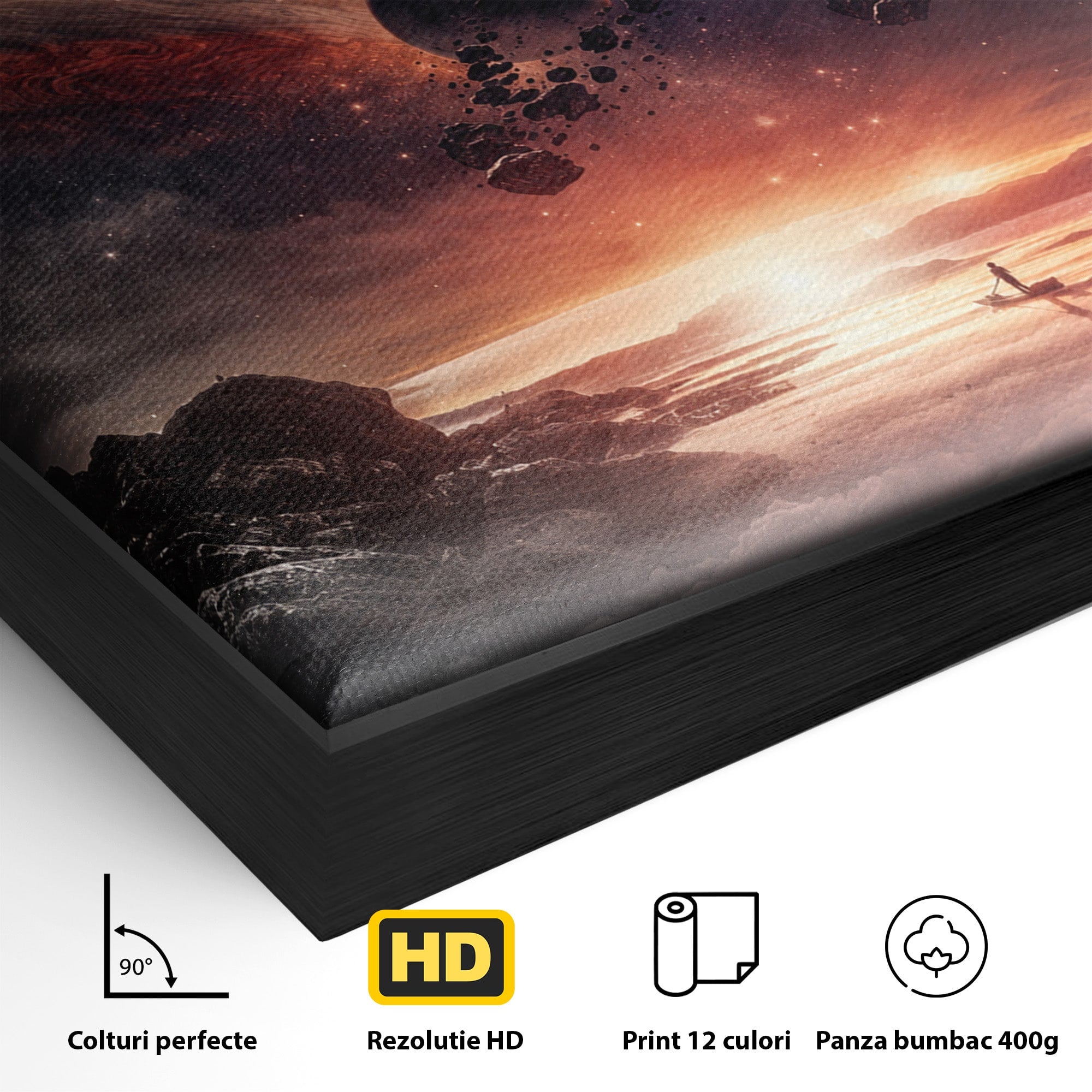 Tablou Canvas Premium LuxCanva® S1003, Calatorie Intergalactica, Planete, Spatiu, Cosmos, Explorare, Living, Culori Vibrante