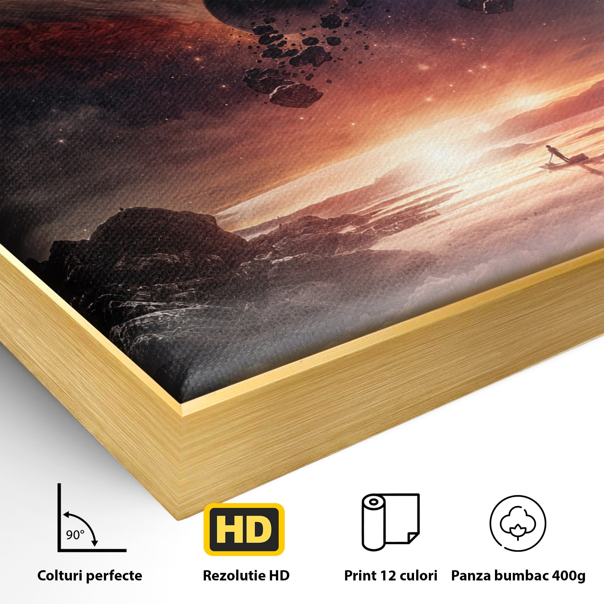 Tablou Canvas Premium LuxCanva® S1003, Calatorie Intergalactica, Planete, Spatiu, Cosmos, Explorare, Living, Culori Vibrante