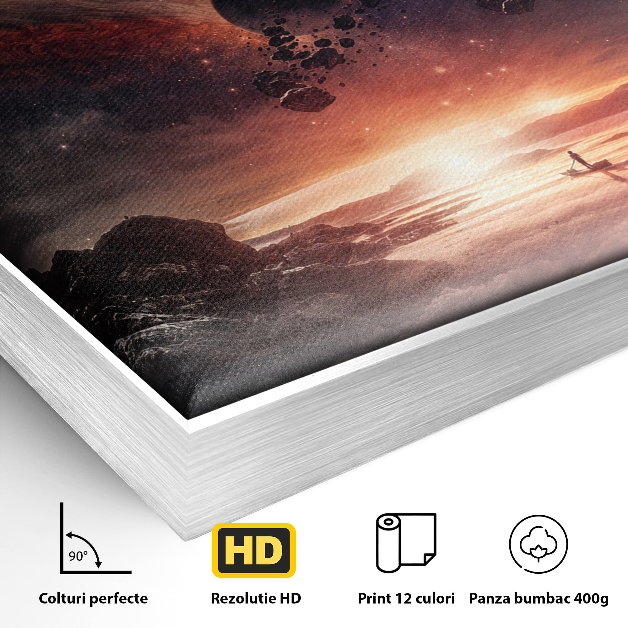 Tablou Canvas Premium LuxCanva® S1003, Calatorie Intergalactica, Planete, Spatiu, Cosmos, Explorare, Living, Culori Vibrante