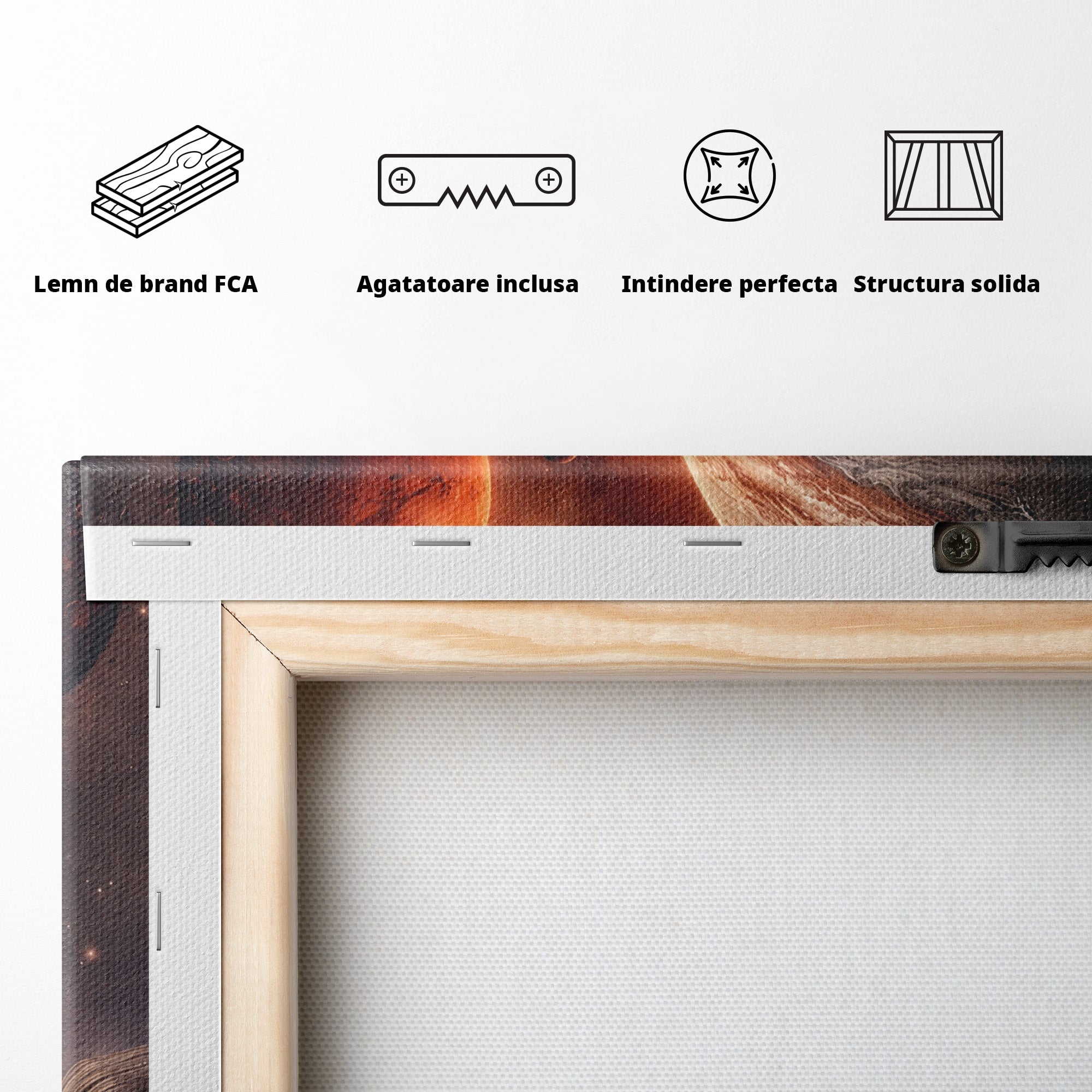Tablou Canvas Premium LuxCanva® S1003, Calatorie Intergalactica, Planete, Spatiu, Cosmos, Explorare, Living, Culori Vibrante
