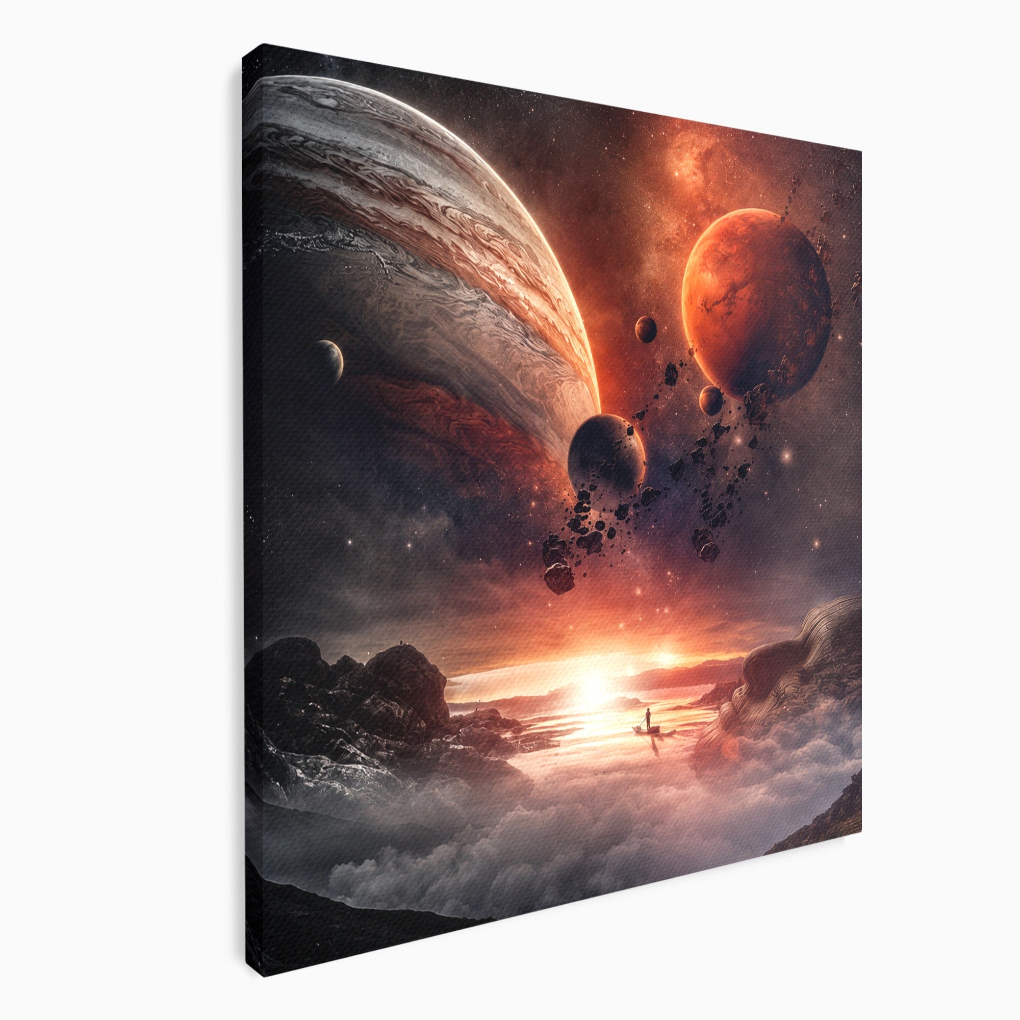 Tablou Canvas Premium LuxCanva® S1003, Calatorie Intergalactica, Planete, Spatiu, Cosmos, Explorare, Living, Culori Vibrante