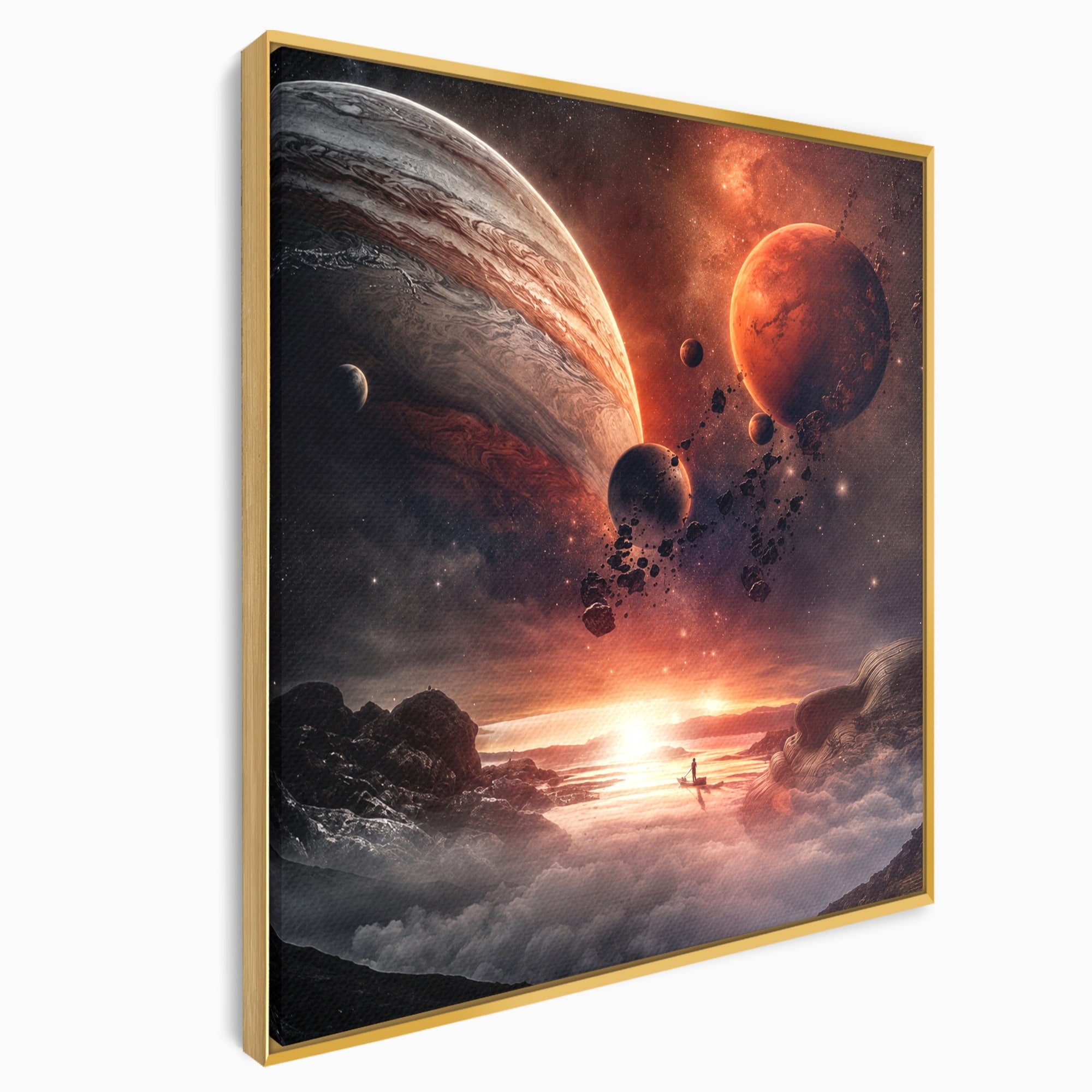Tablou Canvas Premium LuxCanva® S1003, Calatorie Intergalactica, Planete, Spatiu, Cosmos, Explorare, Living, Culori Vibrante