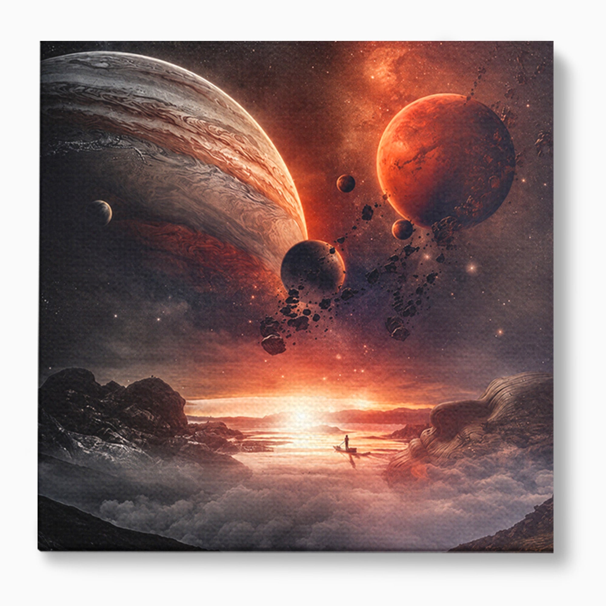 Tablou Canvas Premium LuxCanva® S1003, Calatorie Intergalactica, Planete, Spatiu, Cosmos, Explorare, Living, Culori Vibrante