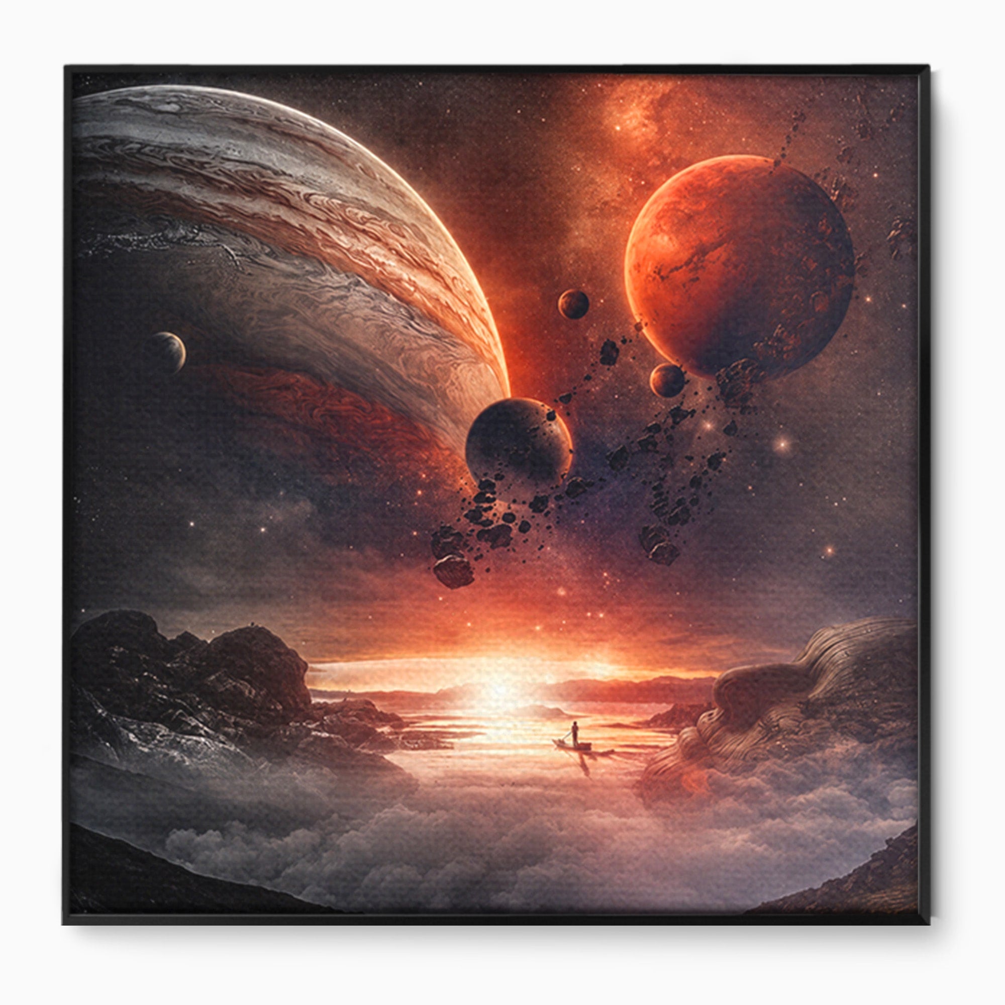 Tablou Canvas Premium LuxCanva® S1003, Calatorie Intergalactica, Planete, Spatiu, Cosmos, Explorare, Living, Culori Vibrante