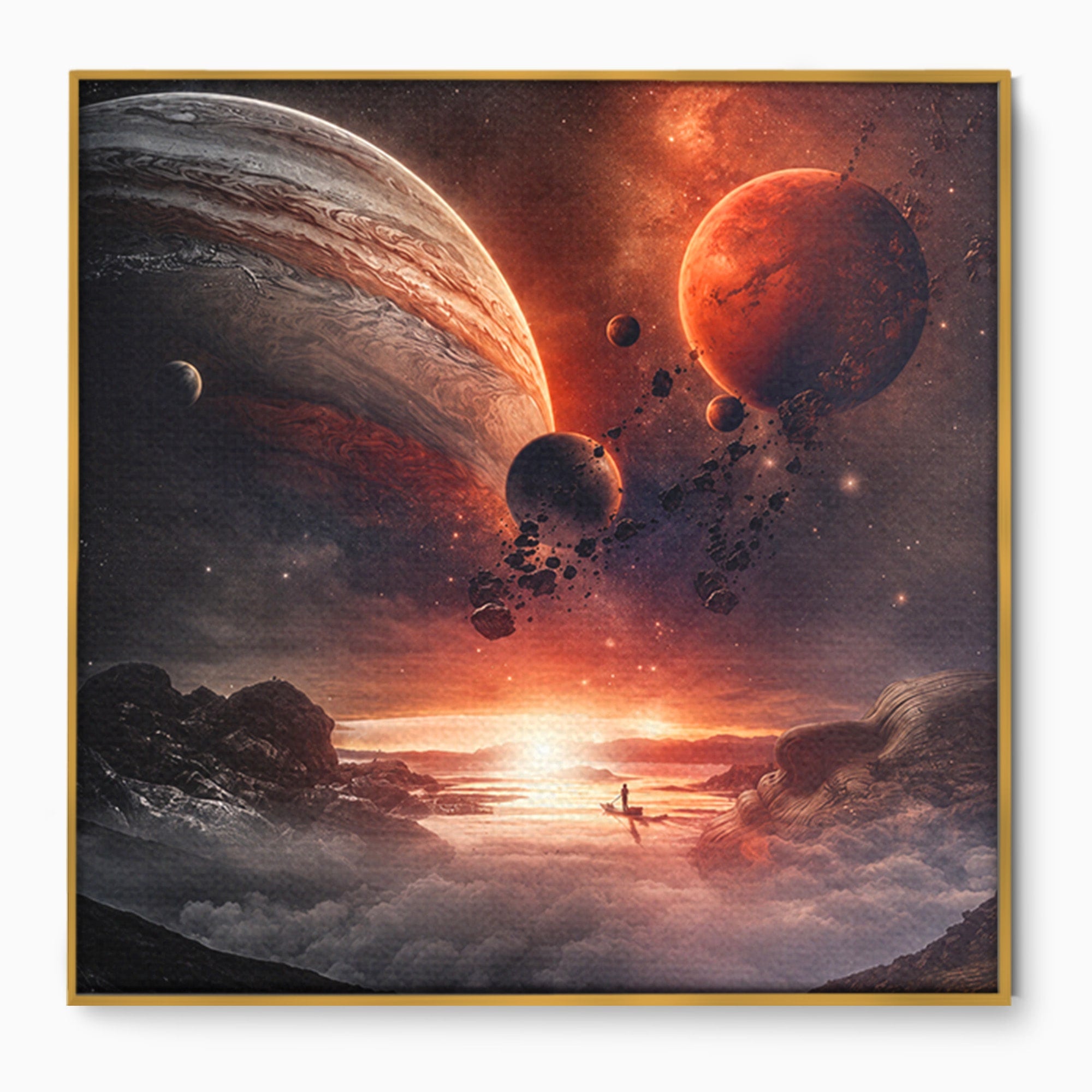 Tablou Canvas Premium LuxCanva® S1003, Calatorie Intergalactica, Planete, Spatiu, Cosmos, Explorare, Living, Culori Vibrante