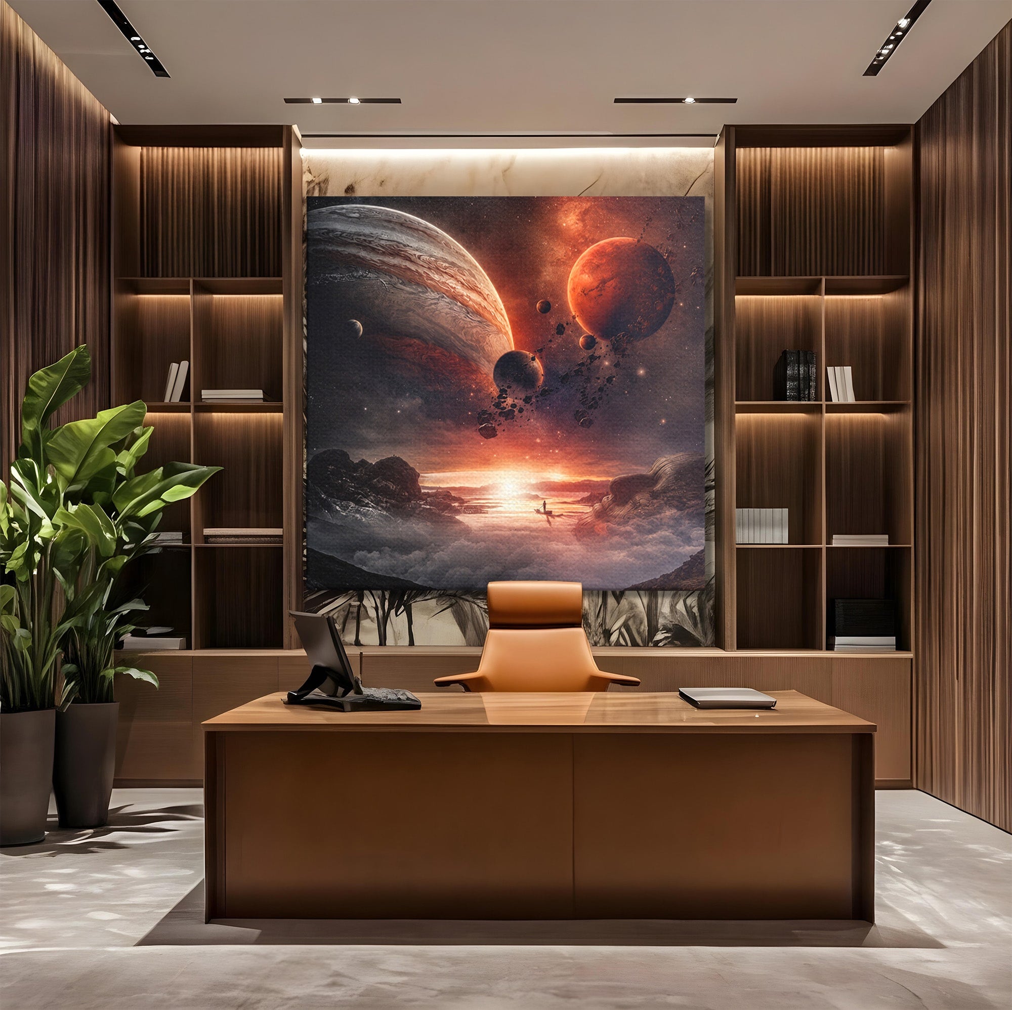 Tablou Canvas Premium LuxCanva® S1003, Calatorie Intergalactica, Planete, Spatiu, Cosmos, Explorare, Living, Culori Vibrante