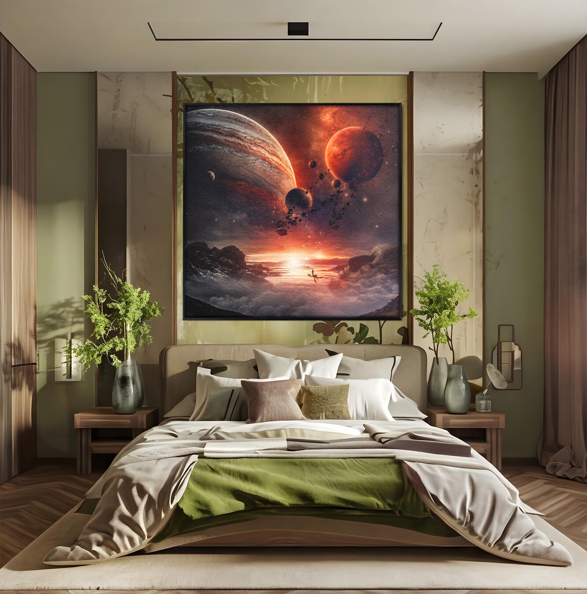 Tablou Canvas Premium LuxCanva® S1003, Calatorie Intergalactica, Planete, Spatiu, Cosmos, Explorare, Living, Culori Vibrante