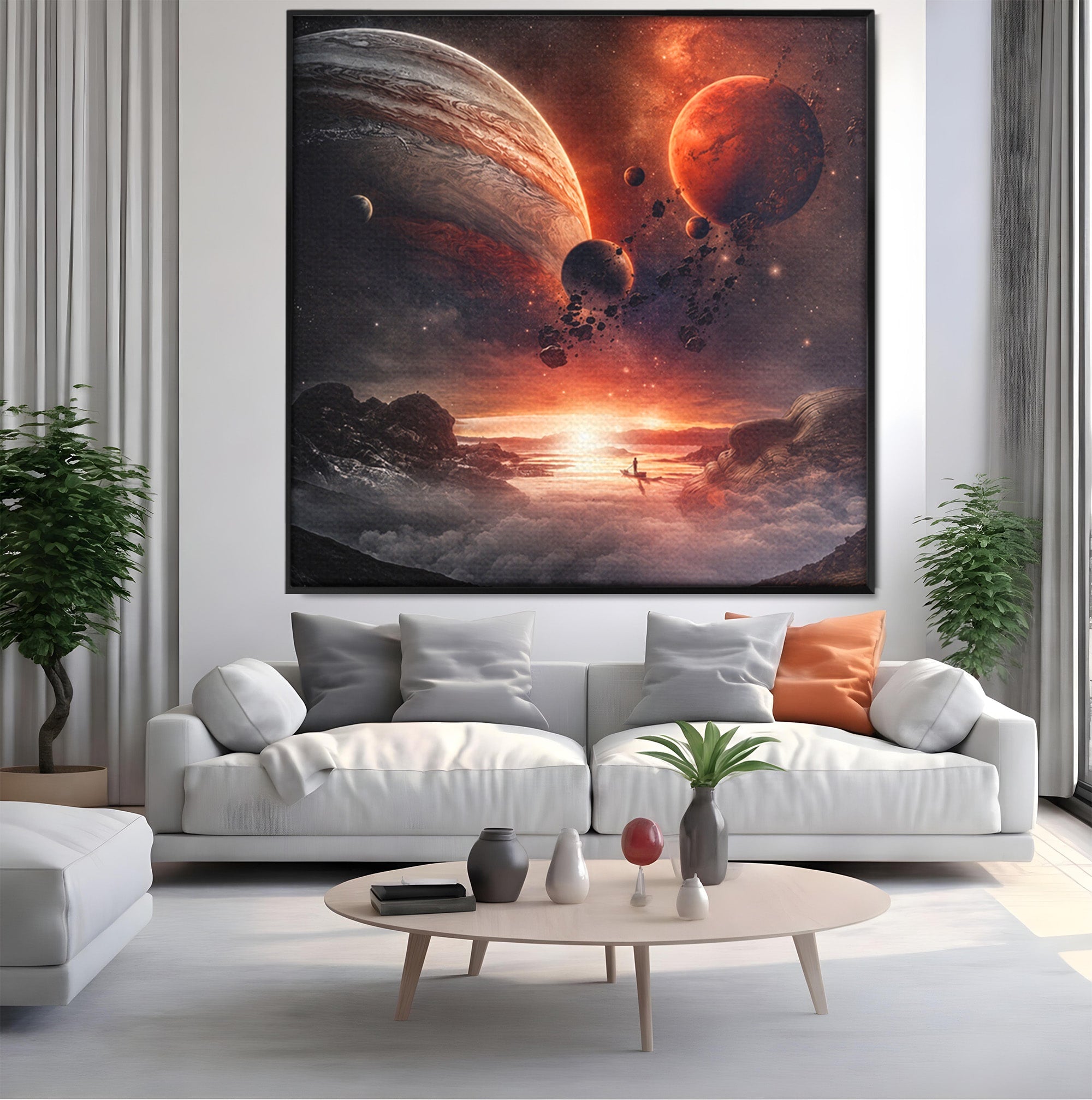 Tablou Canvas Premium LuxCanva® S1003, Calatorie Intergalactica, Planete, Spatiu, Cosmos, Explorare, Living, Culori Vibrante