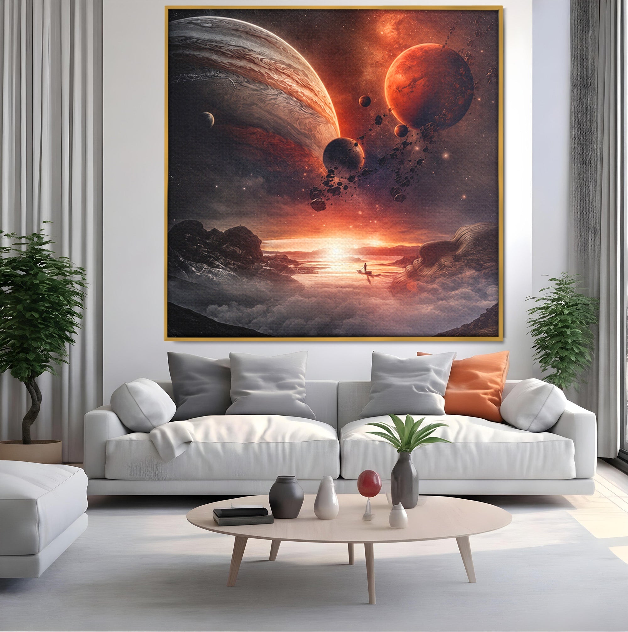 Tablou Canvas Premium LuxCanva® S1003, Calatorie Intergalactica, Planete, Spatiu, Cosmos, Explorare, Living, Culori Vibrante