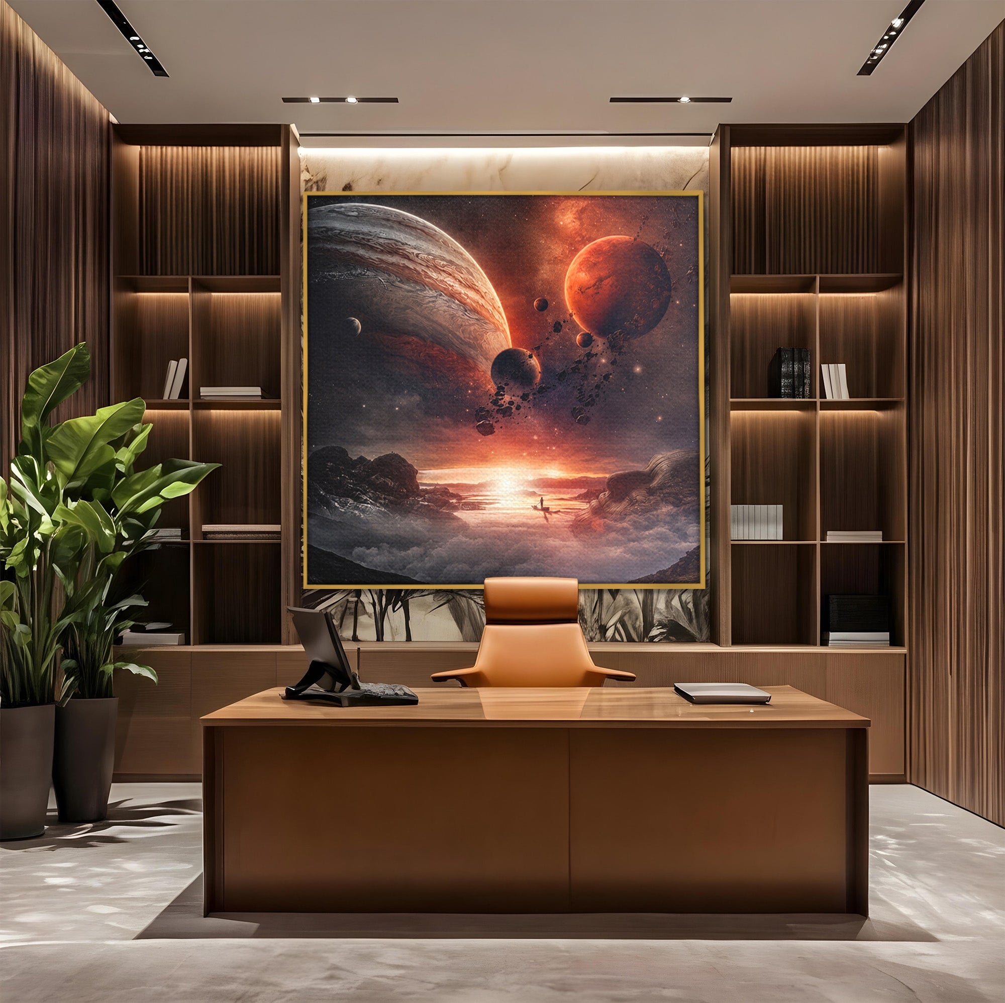 Tablou Canvas Premium LuxCanva® S1003, Calatorie Intergalactica, Planete, Spatiu, Cosmos, Explorare, Living, Culori Vibrante