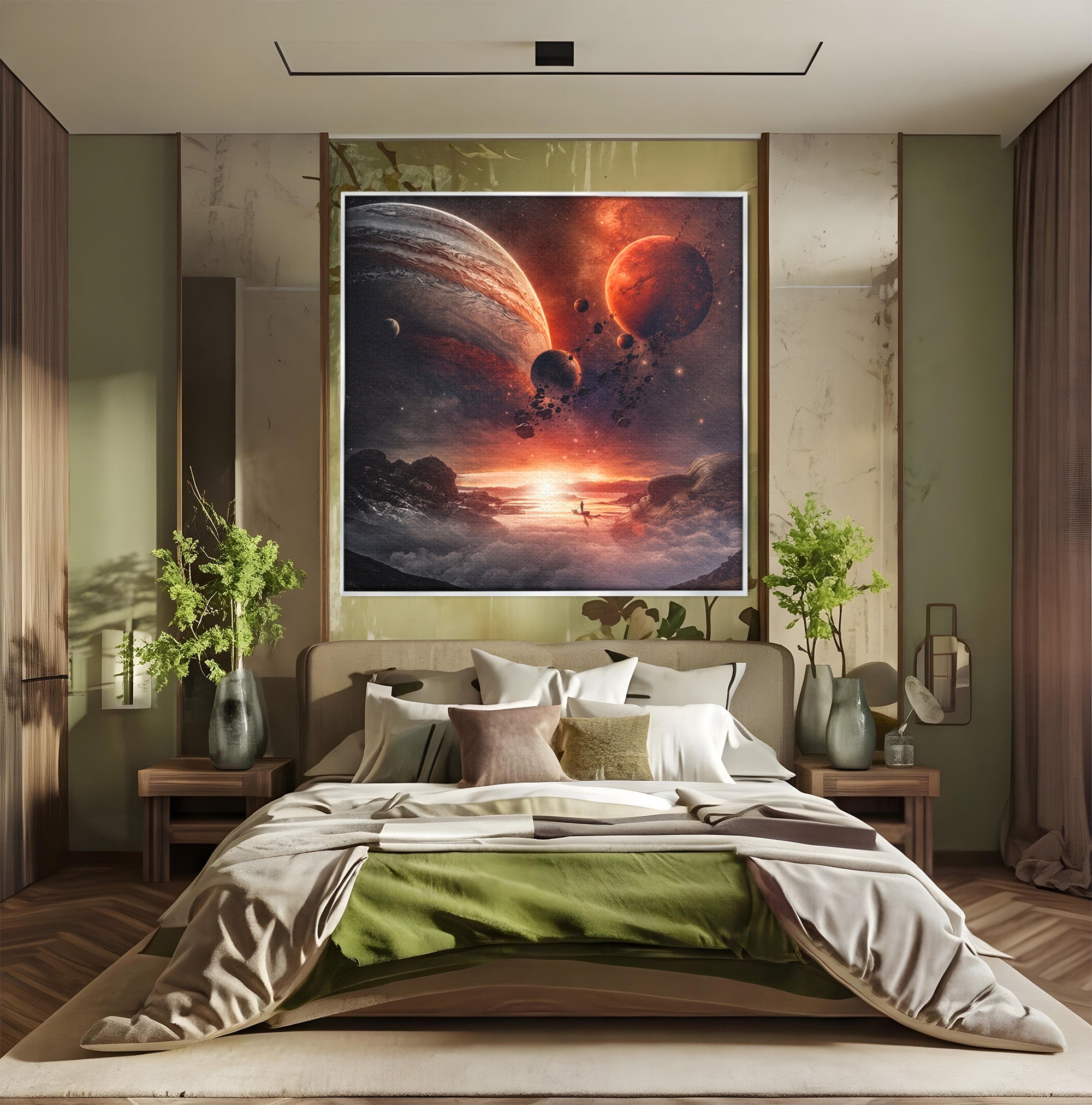 Tablou Canvas Premium LuxCanva® S1003, Calatorie Intergalactica, Planete, Spatiu, Cosmos, Explorare, Living, Culori Vibrante