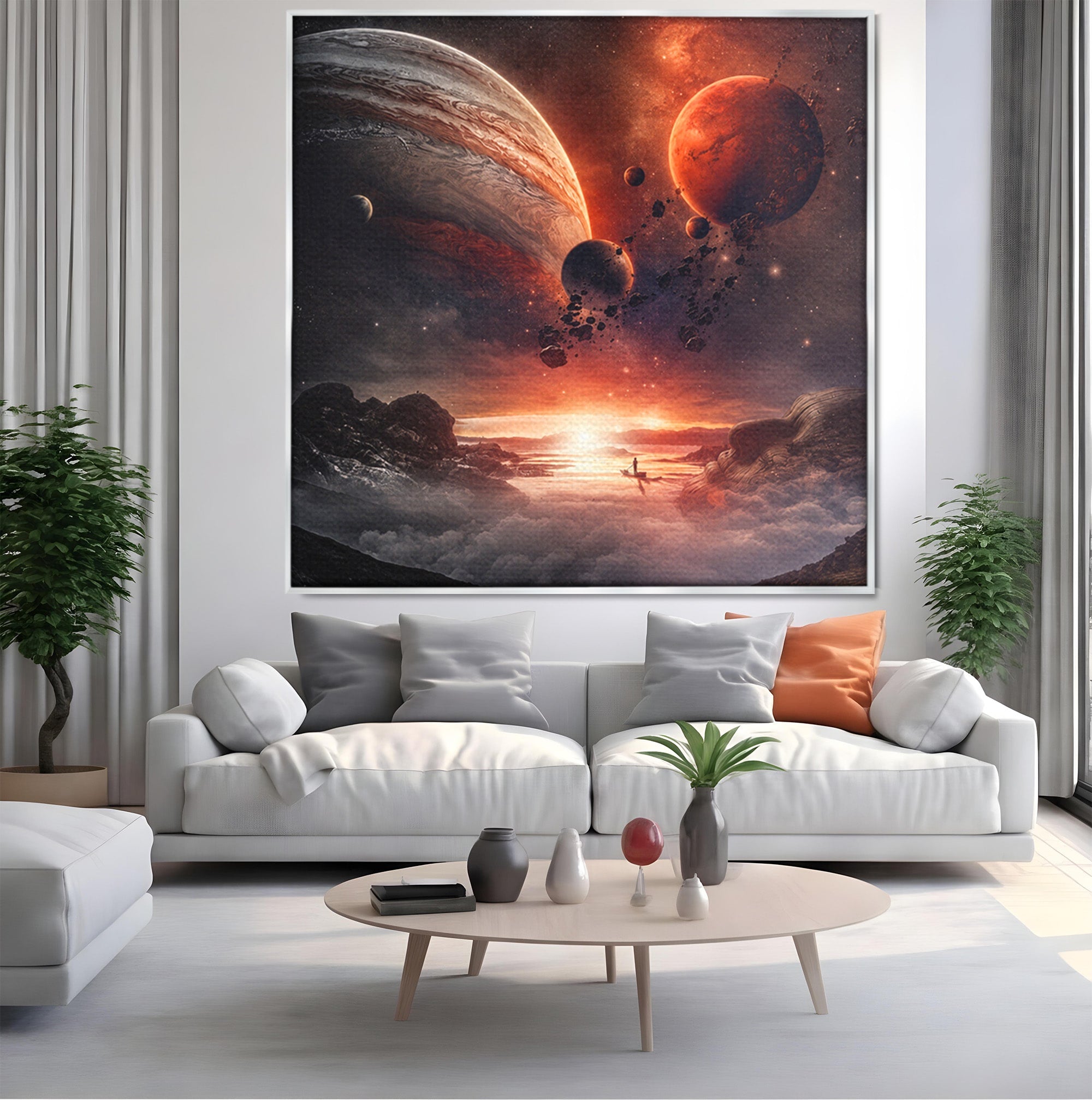 Tablou Canvas Premium LuxCanva® S1003, Calatorie Intergalactica, Planete, Spatiu, Cosmos, Explorare, Living, Culori Vibrante