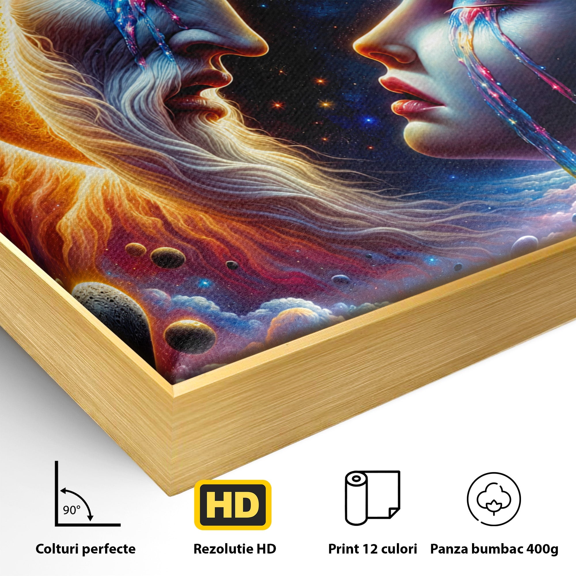 Tablou Canvas Premium LuxCanva® S1004, Soarele Si Luna, Soare, Luna, Univers, Spatiu, Living, Culori Vibrante