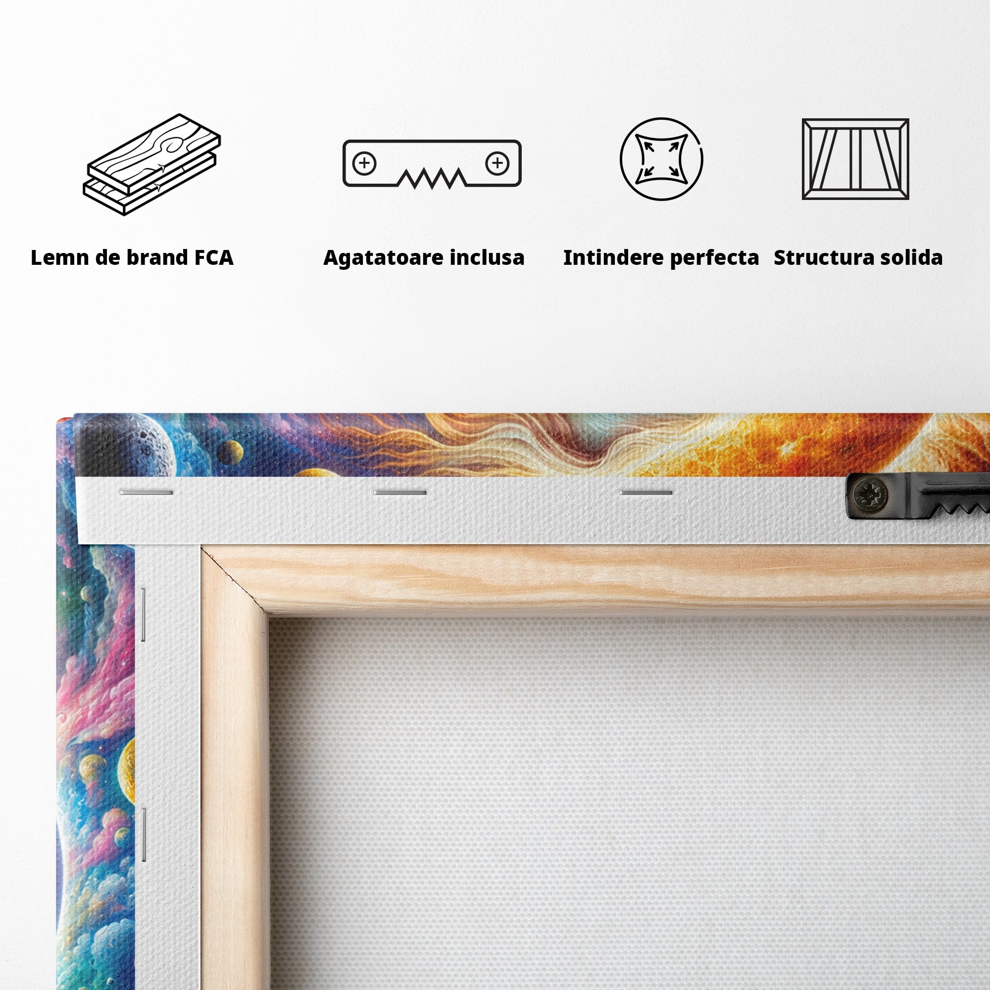 Tablou Canvas Premium LuxCanva® S1004, Soarele Si Luna, Soare, Luna, Univers, Spatiu, Living, Culori Vibrante