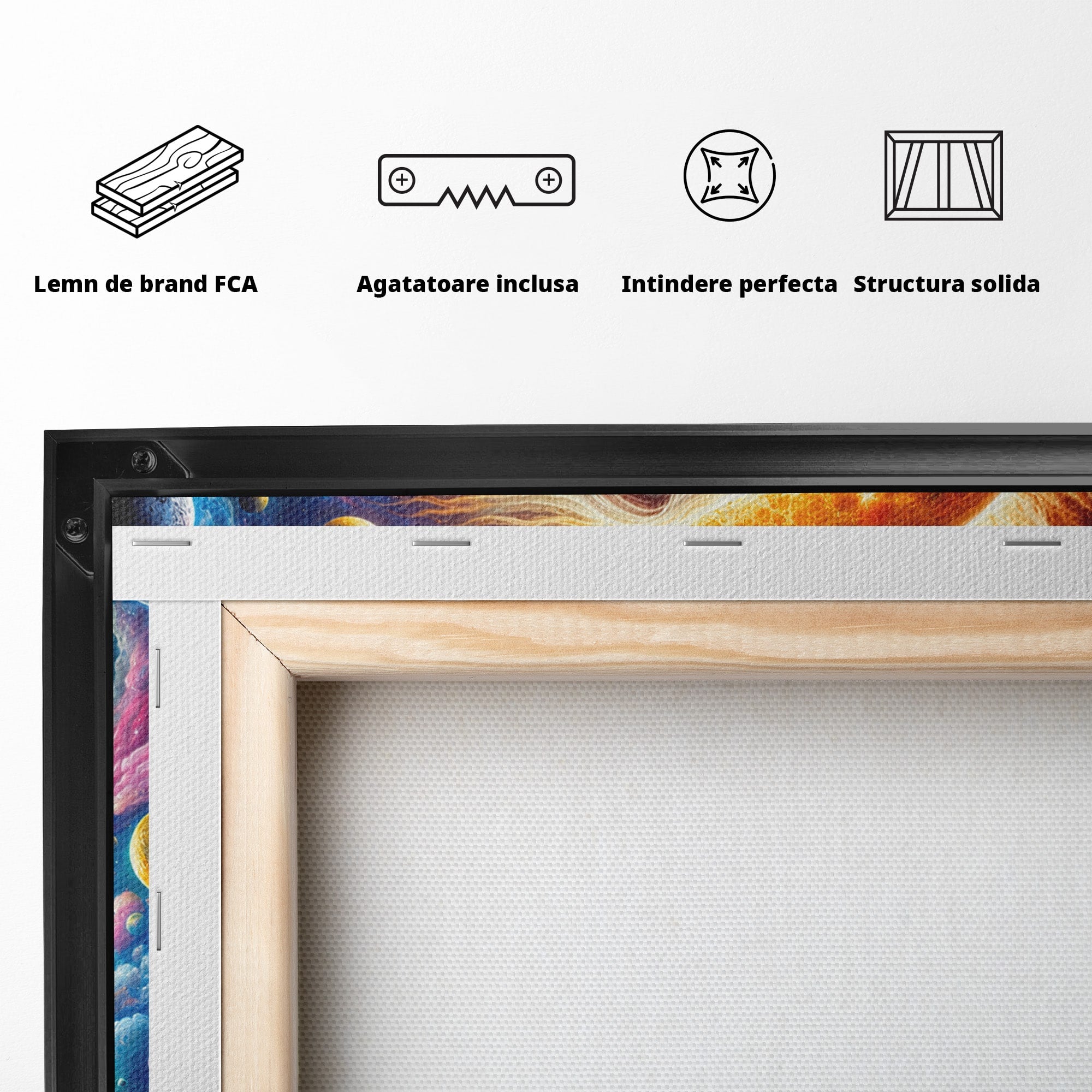 Tablou Canvas Premium LuxCanva® S1004, Soarele Si Luna, Soare, Luna, Univers, Spatiu, Living, Culori Vibrante