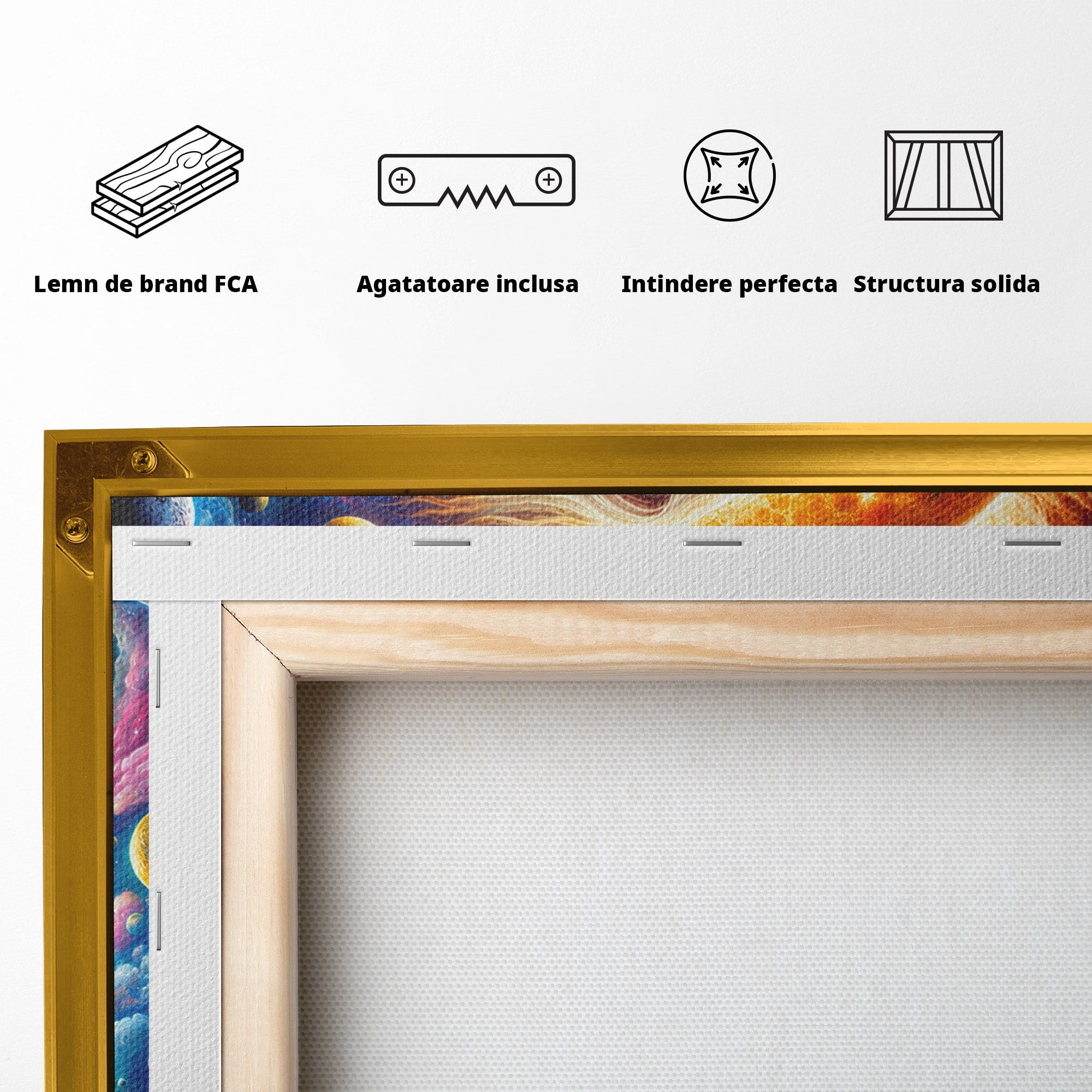 Tablou Canvas Premium LuxCanva® S1004, Soarele Si Luna, Soare, Luna, Univers, Spatiu, Living, Culori Vibrante