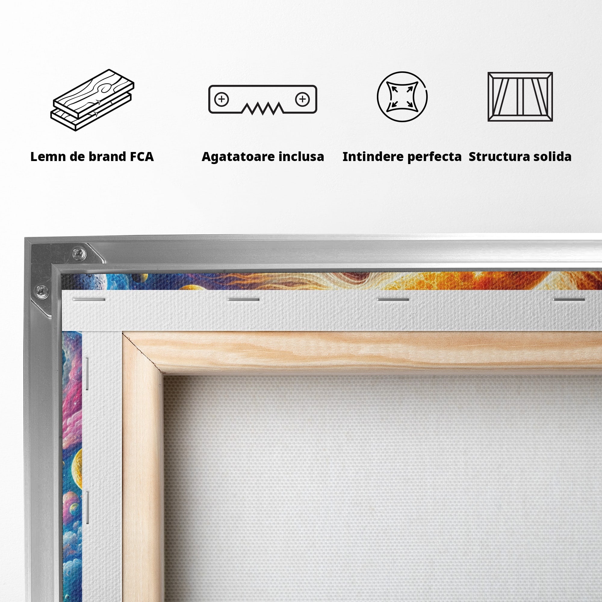 Tablou Canvas Premium LuxCanva® S1004, Soarele Si Luna, Soare, Luna, Univers, Spatiu, Living, Culori Vibrante
