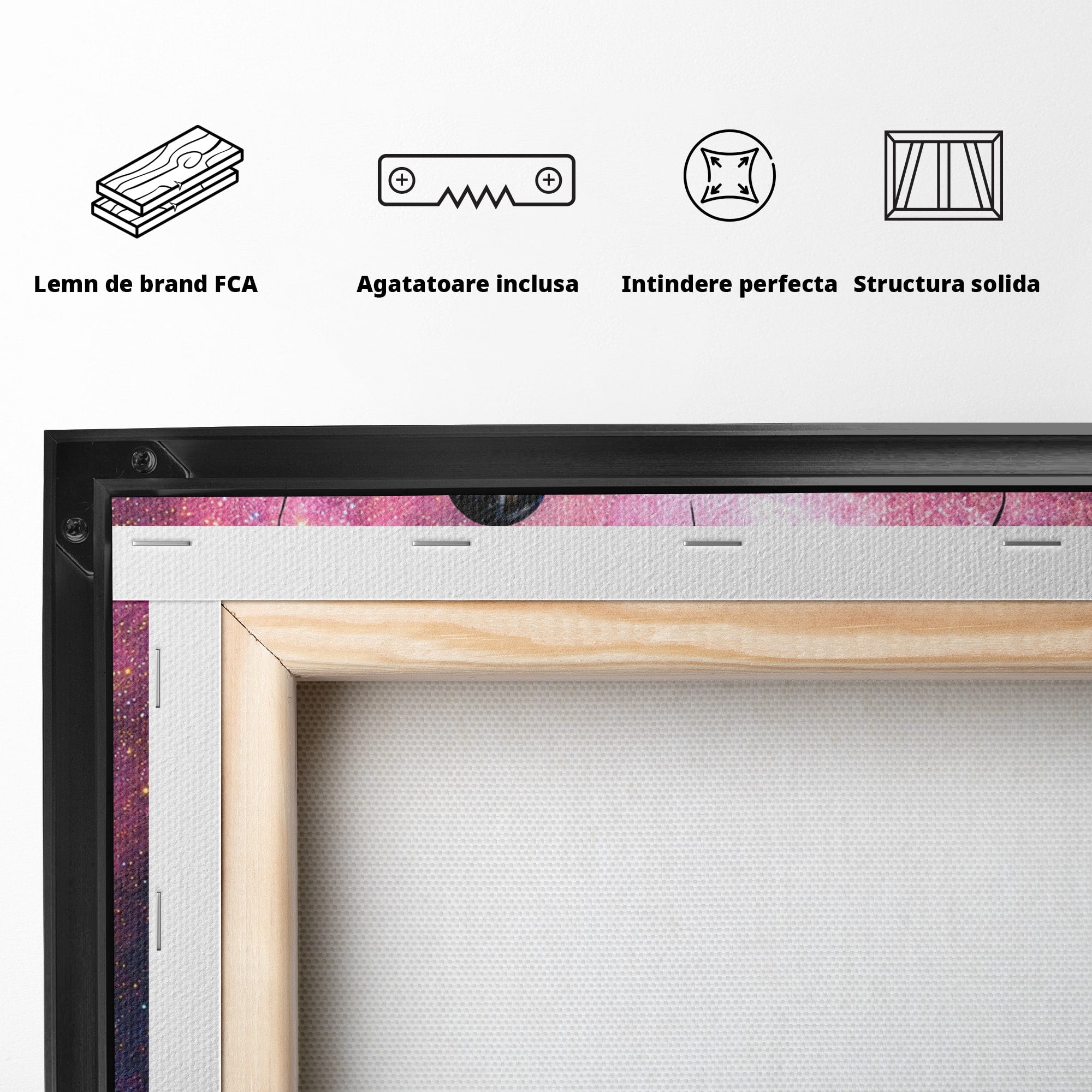 Tablou Canvas Premium LuxCanva® S1007, Fata Si Planetele, Fata, Planete, Univers, Visare, Dormitor, Culori Vibrante