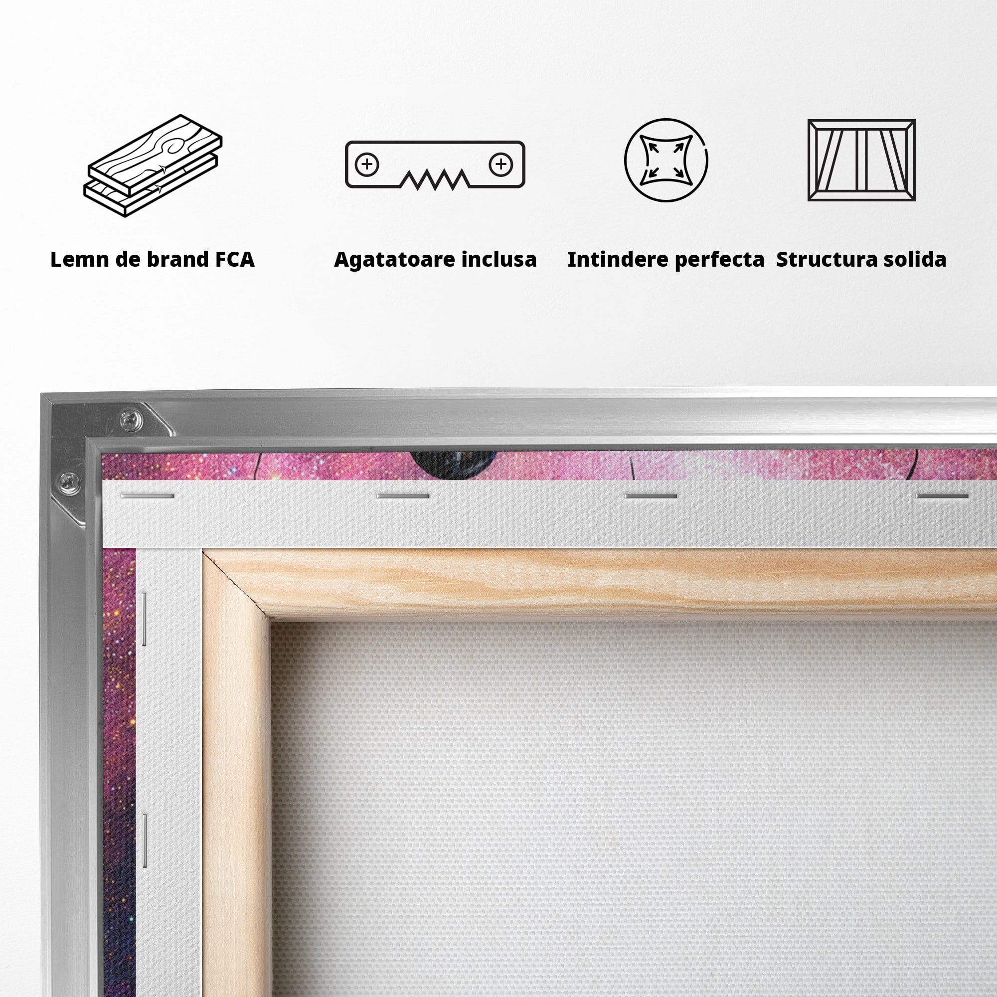 Tablou Canvas Premium LuxCanva® S1007, Fata Si Planetele, Fata, Planete, Univers, Visare, Dormitor, Culori Vibrante