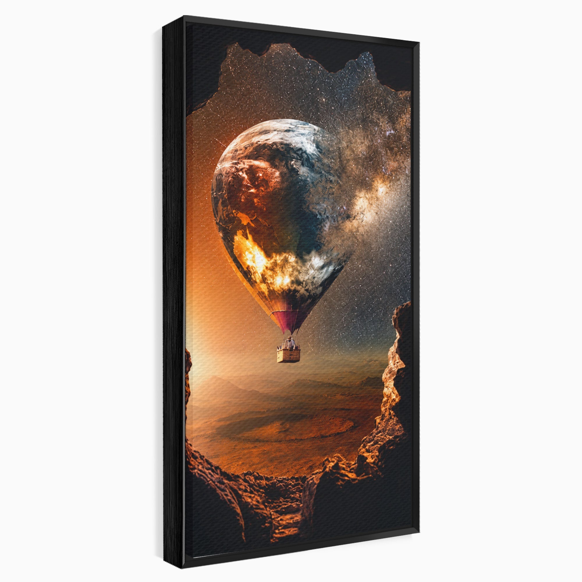 Tablou Canvas Premium LuxCanva® S1009, Calatoria Cosmica, Balon, Univers, Explorare, Fantezie, Living, Culori Vibrante