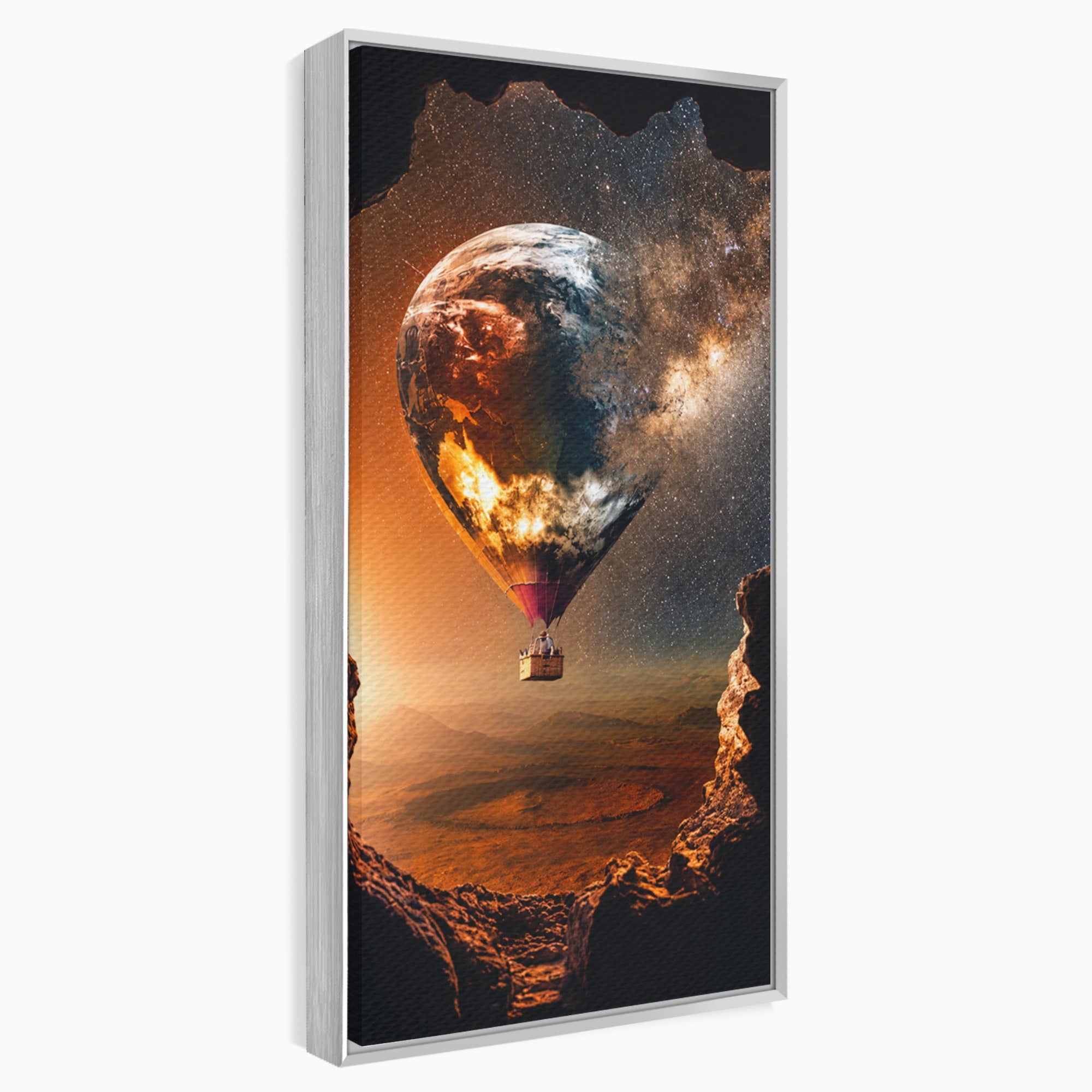 Tablou Canvas Premium LuxCanva® S1009, Calatoria Cosmica, Balon, Univers, Explorare, Fantezie, Living, Culori Vibrante