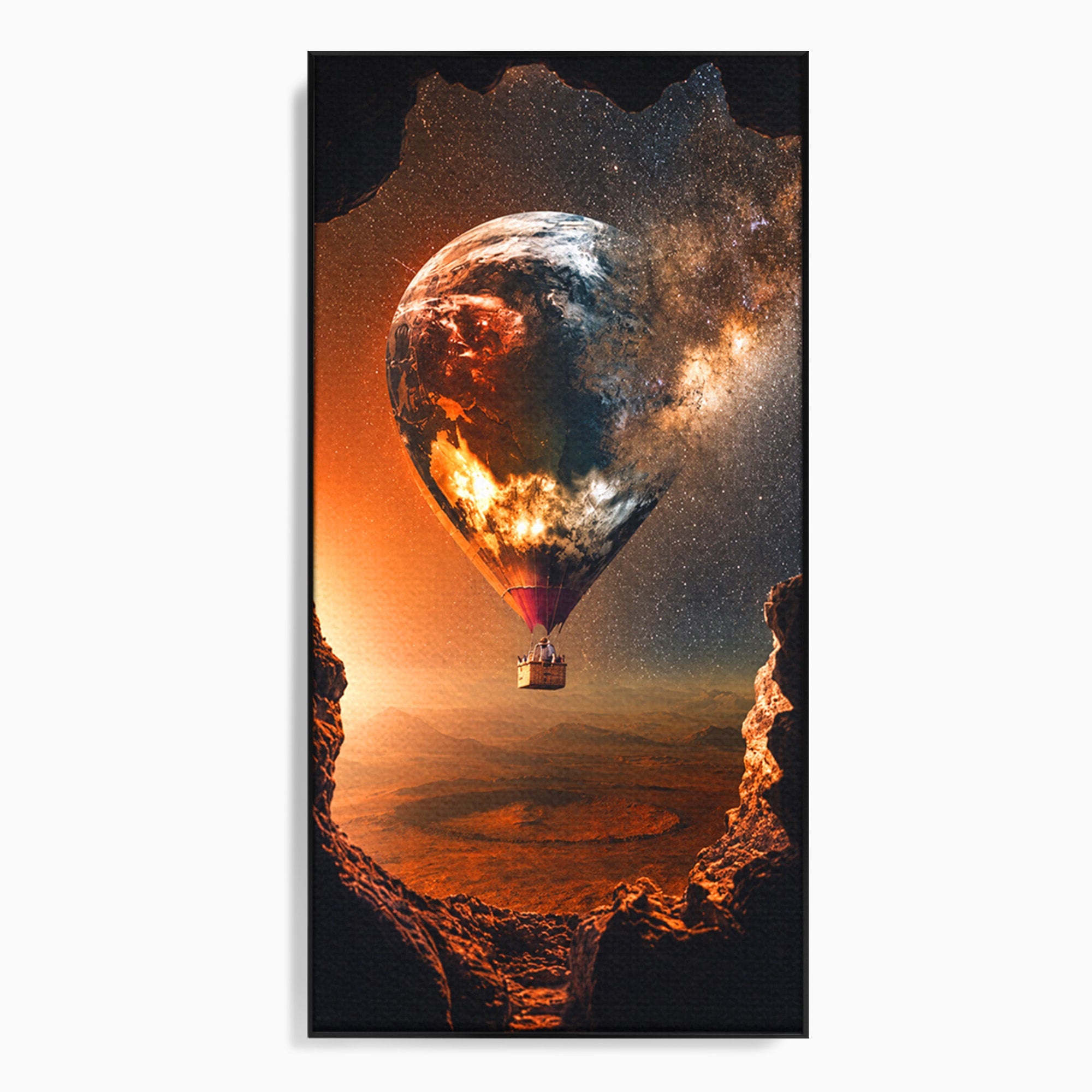 Tablou Canvas Premium LuxCanva® S1009, Calatoria Cosmica, Balon, Univers, Explorare, Fantezie, Living, Culori Vibrante