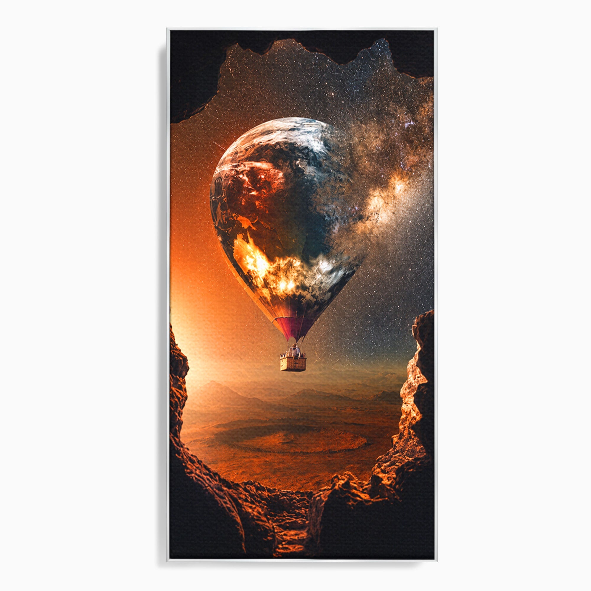 Tablou Canvas Premium LuxCanva® S1009, Calatoria Cosmica, Balon, Univers, Explorare, Fantezie, Living, Culori Vibrante