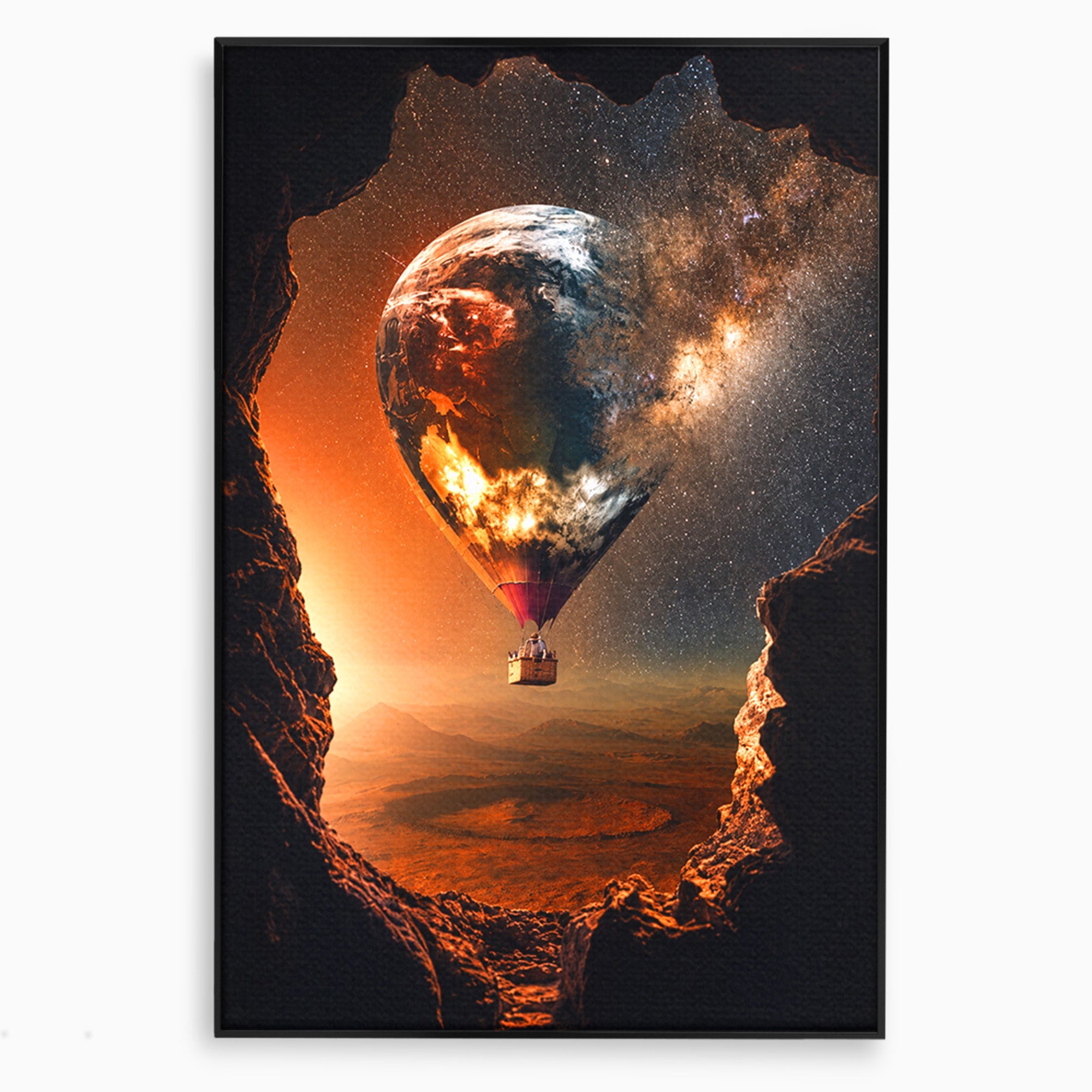 Tablou Canvas Premium LuxCanva® S1009, Calatoria Cosmica, Balon, Univers, Explorare, Fantezie, Living, Culori Vibrante