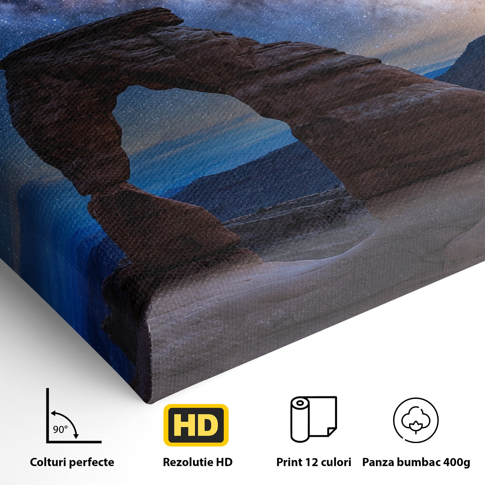 Tablou Canvas Premium LuxCanva® S1011, Arcul Sub Calea Lactee, Arcul, Calea Lactee, Peisaj, Noapte, Living, Culori Vibrante