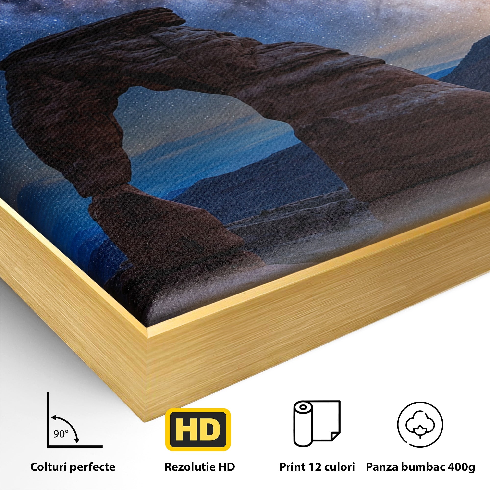 Tablou Canvas Premium LuxCanva® S1011, Arcul Sub Calea Lactee, Arcul, Calea Lactee, Peisaj, Noapte, Living, Culori Vibrante