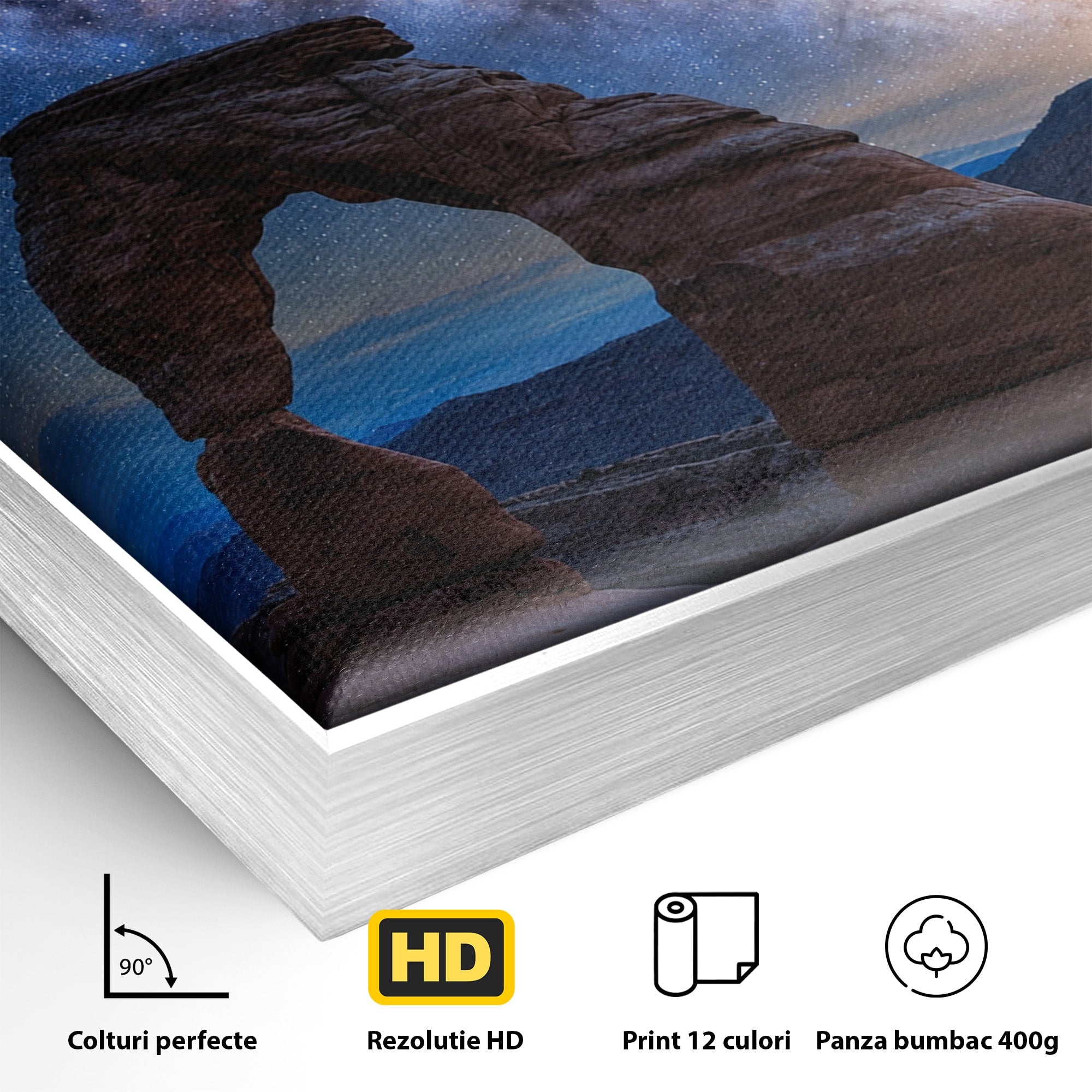 Tablou Canvas Premium LuxCanva® S1011, Arcul Sub Calea Lactee, Arcul, Calea Lactee, Peisaj, Noapte, Living, Culori Vibrante