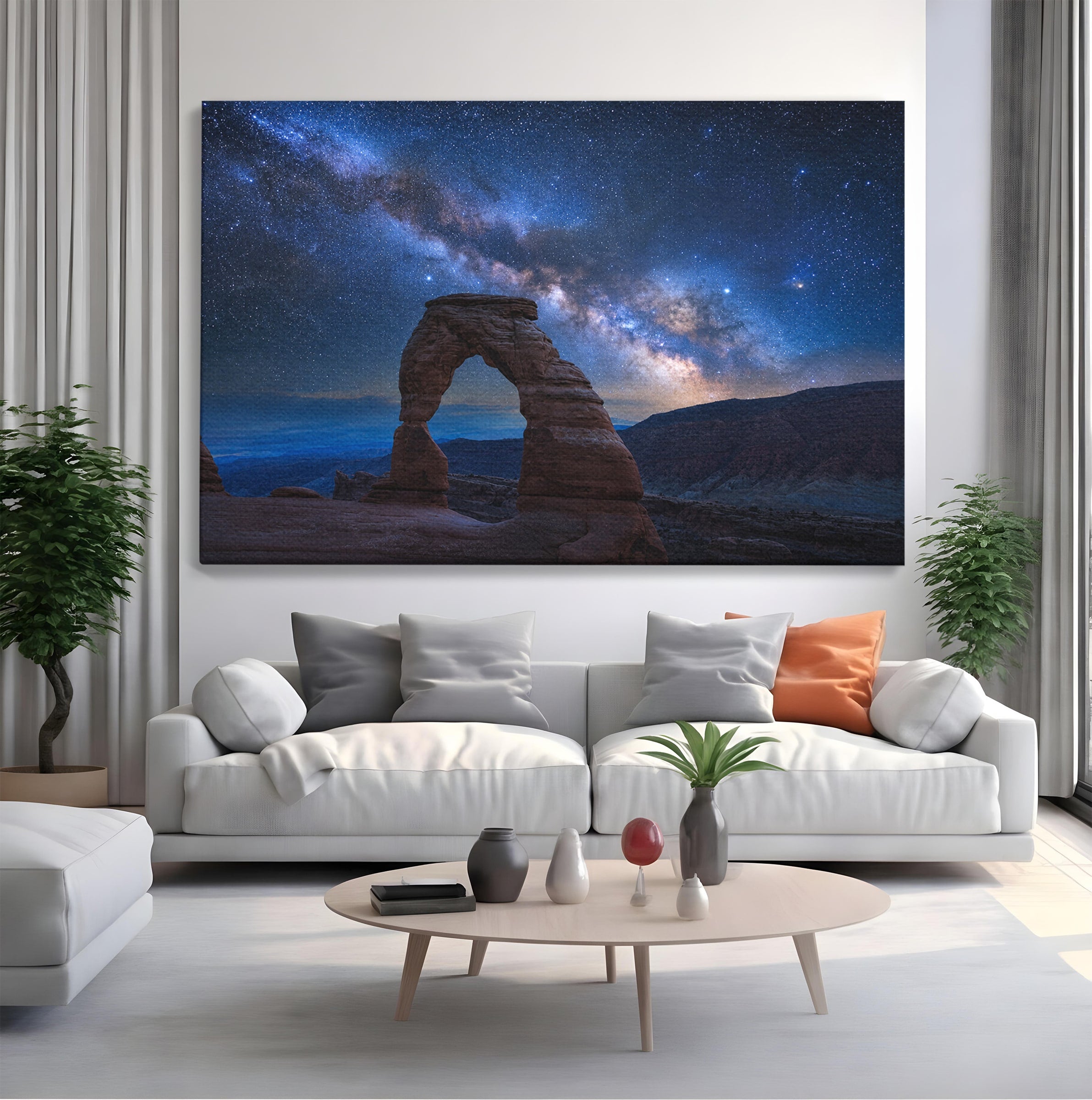 Tablou Canvas Premium LuxCanva® S1011, Arcul Sub Calea Lactee, Arcul, Calea Lactee, Peisaj, Noapte, Living, Culori Vibrante