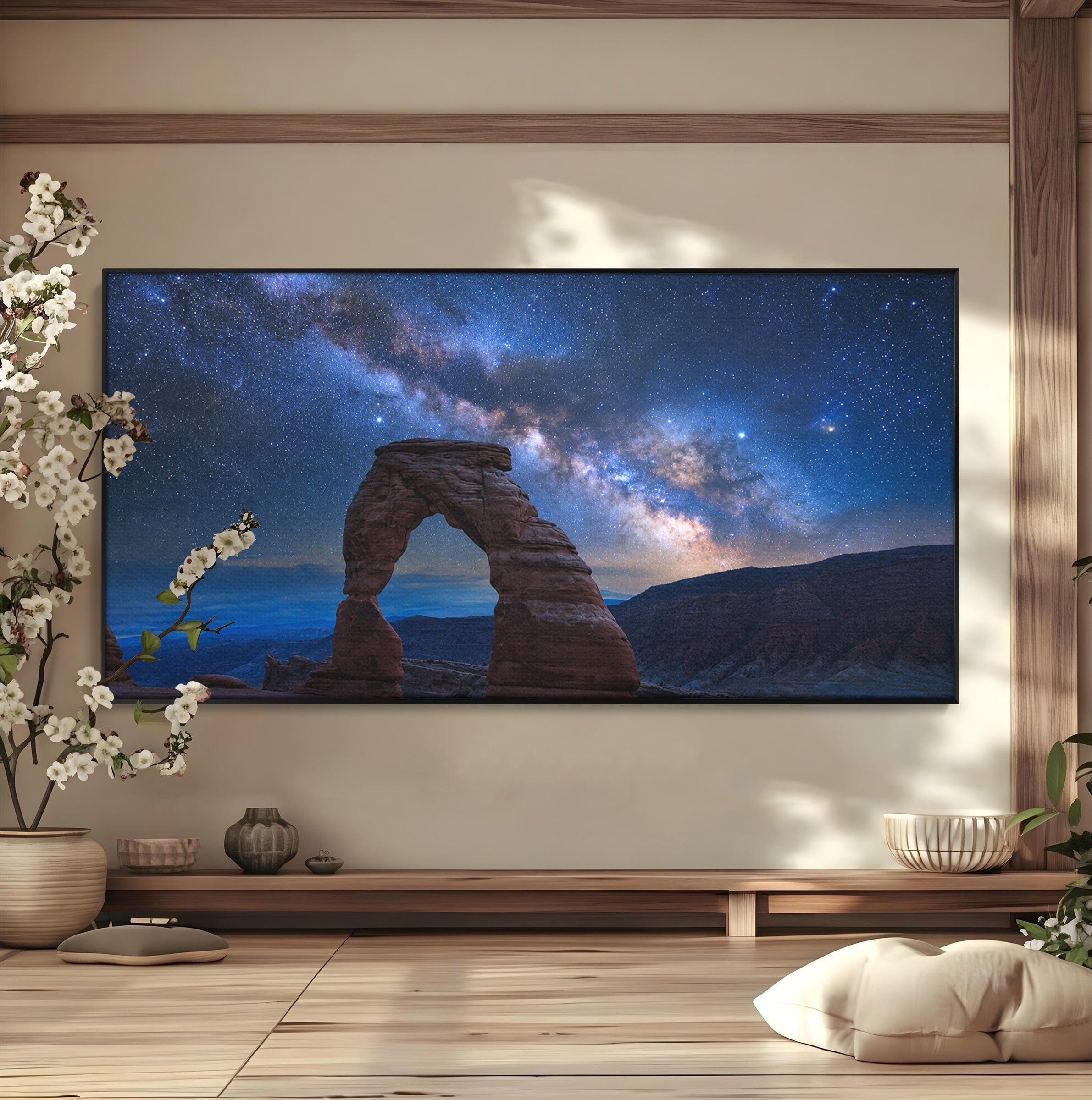 Tablou Canvas Premium LuxCanva® S1011, Arcul Sub Calea Lactee, Arcul, Calea Lactee, Peisaj, Noapte, Living, Culori Vibrante