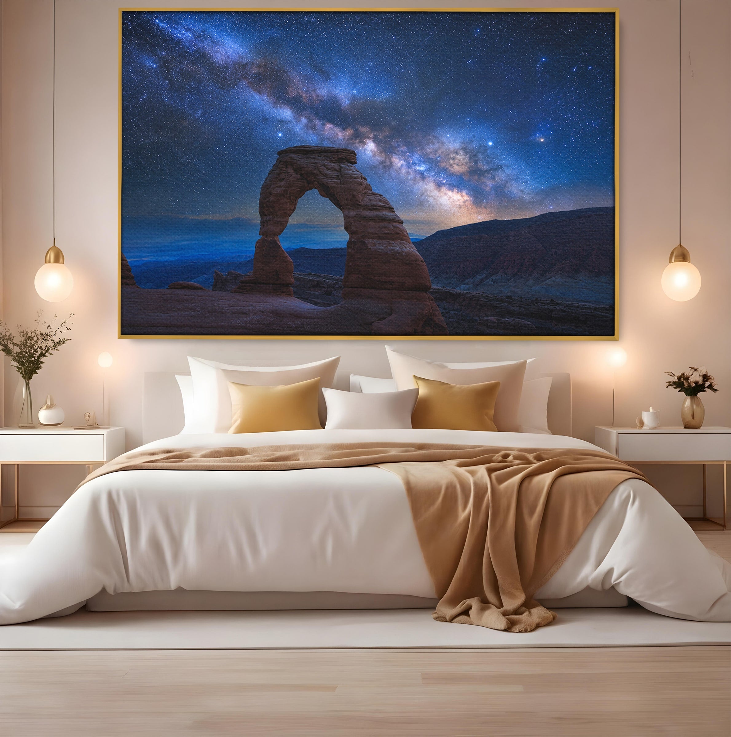 Tablou Canvas Premium LuxCanva® S1011, Arcul Sub Calea Lactee, Arcul, Calea Lactee, Peisaj, Noapte, Living, Culori Vibrante