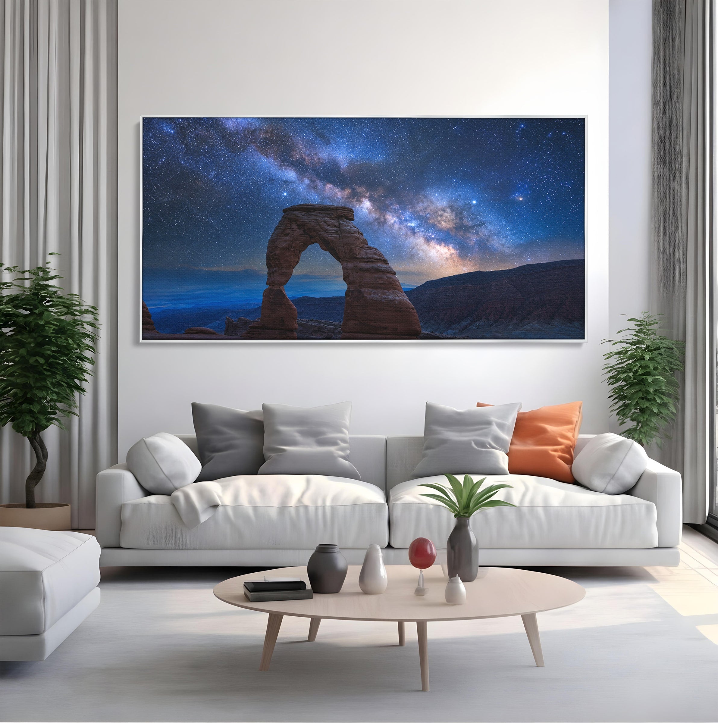 Tablou Canvas Premium LuxCanva® S1011, Arcul Sub Calea Lactee, Arcul, Calea Lactee, Peisaj, Noapte, Living, Culori Vibrante