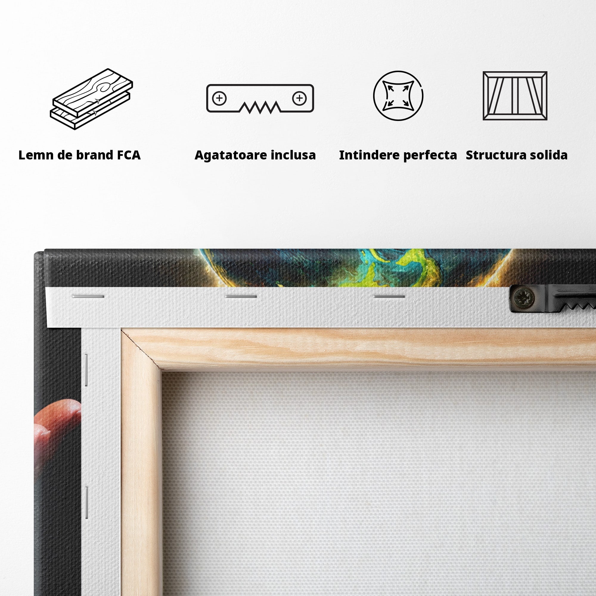 Tablou Canvas Premium LuxCanva® S1012, Pamantul In Flacari, Pamant, Foc, Mana, Arta Conceptuala, Living, Dormitor, Culori Vibrante