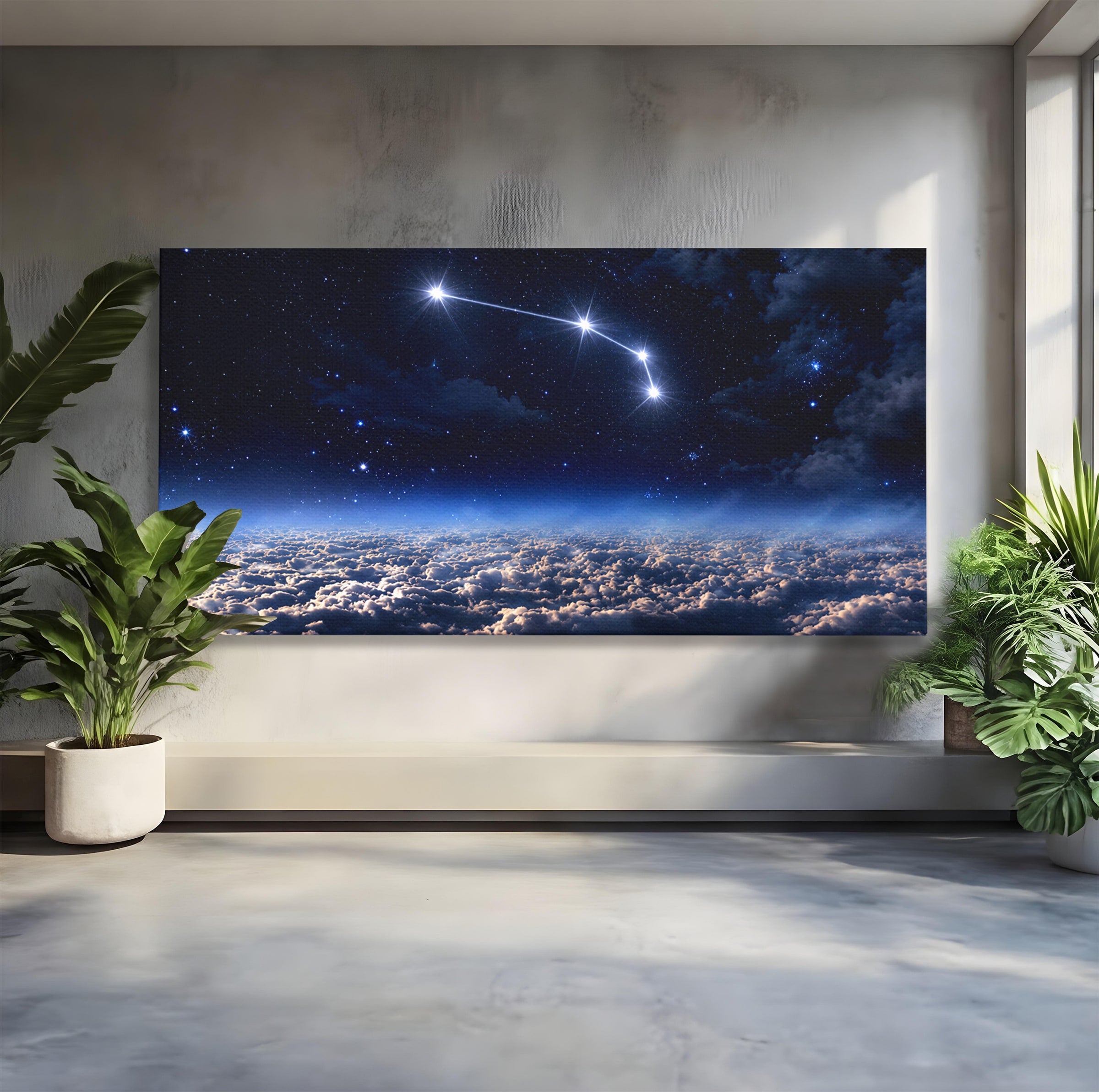 Tablou Canvas Premium LuxCanva® S1014, Constelatie Deasupra Norilor, Constelatie, Nori, Noapte, Cer, Dormitor, Culori Vibrante