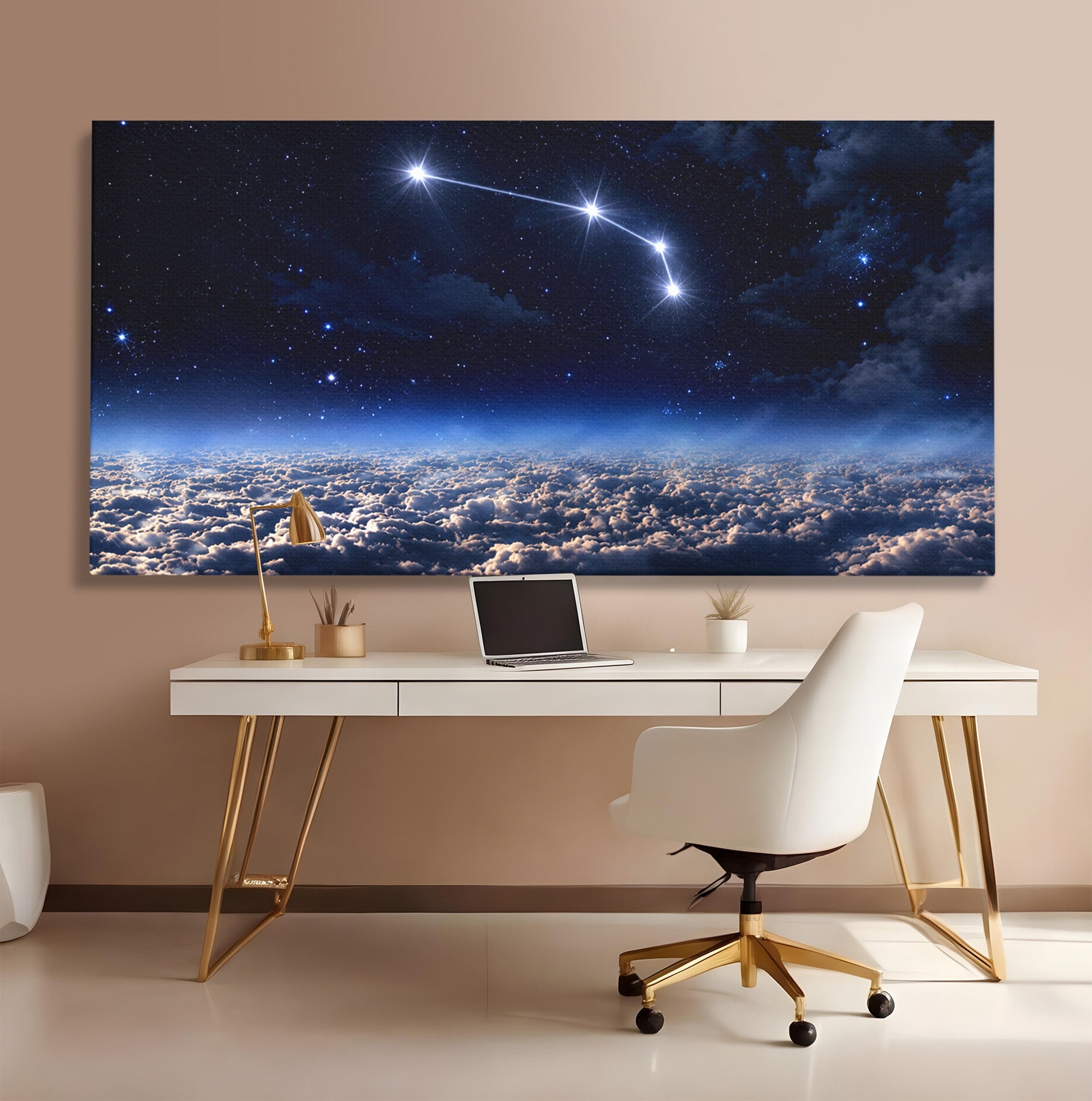 Tablou Canvas Premium LuxCanva® S1014, Constelatie Deasupra Norilor, Constelatie, Nori, Noapte, Cer, Dormitor, Culori Vibrante