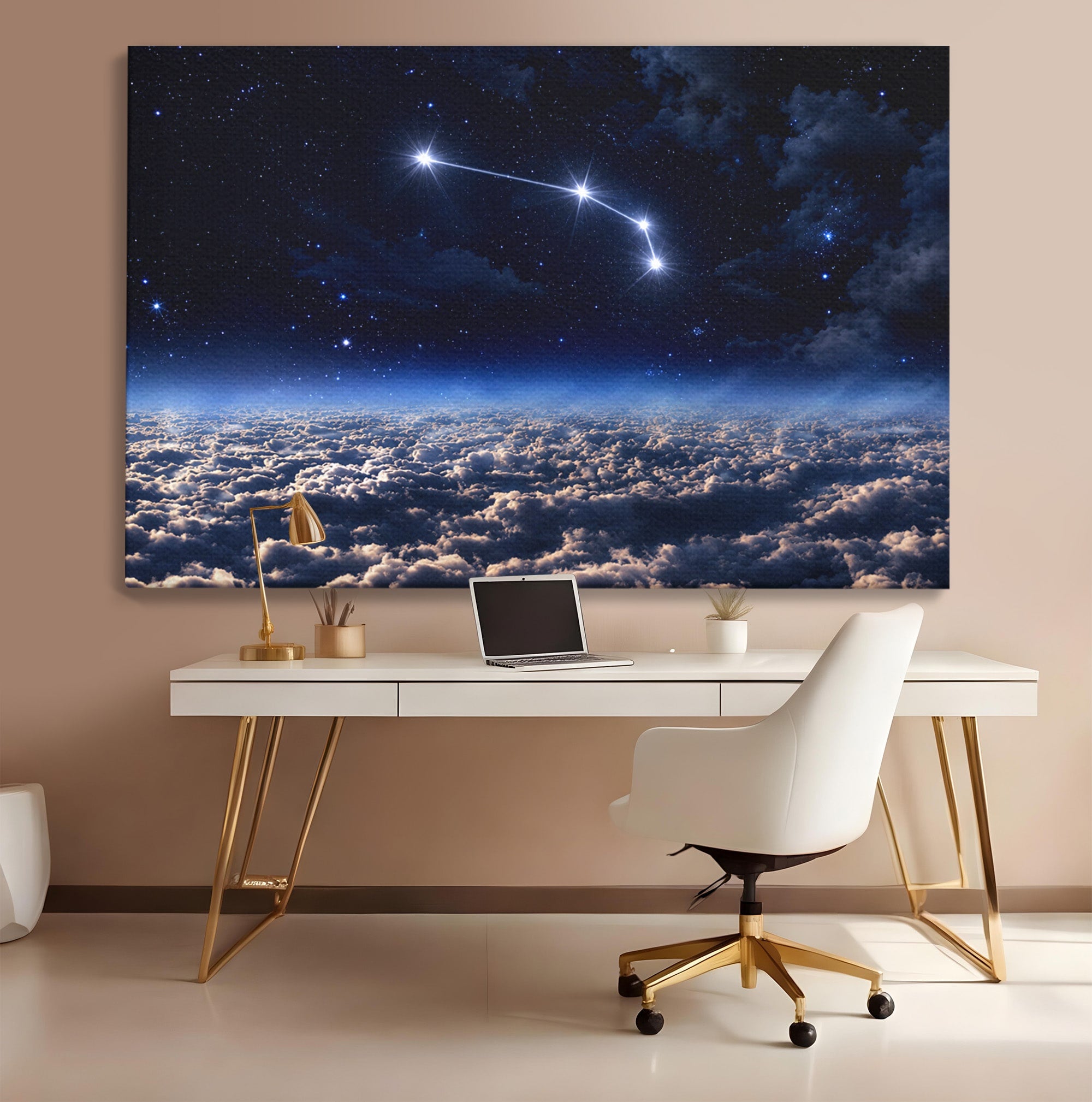 Tablou Canvas Premium LuxCanva® S1014, Constelatie Deasupra Norilor, Constelatie, Nori, Noapte, Cer, Dormitor, Culori Vibrante