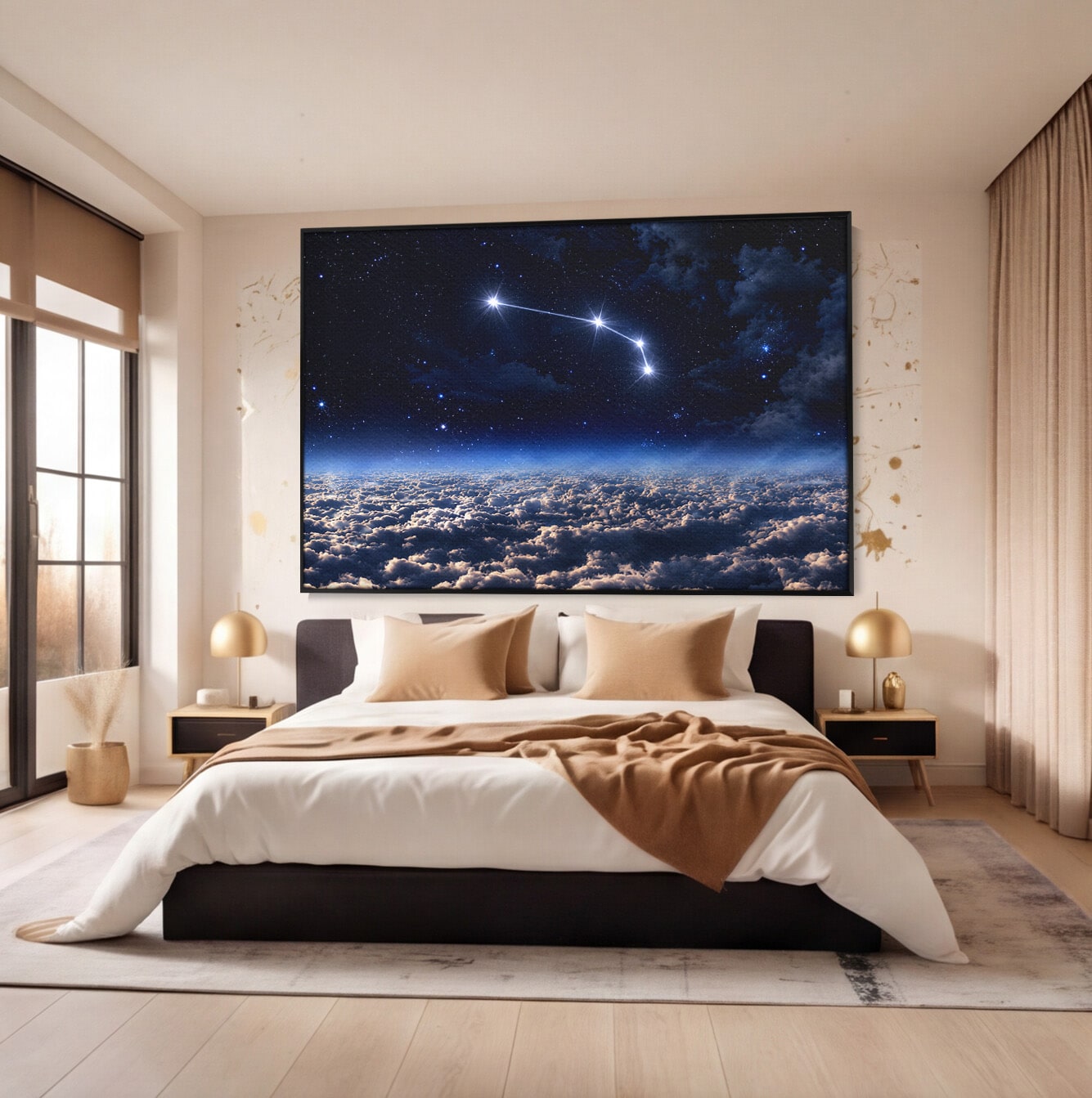 Tablou Canvas Premium LuxCanva® S1014, Constelatie Deasupra Norilor, Constelatie, Nori, Noapte, Cer, Dormitor, Culori Vibrante