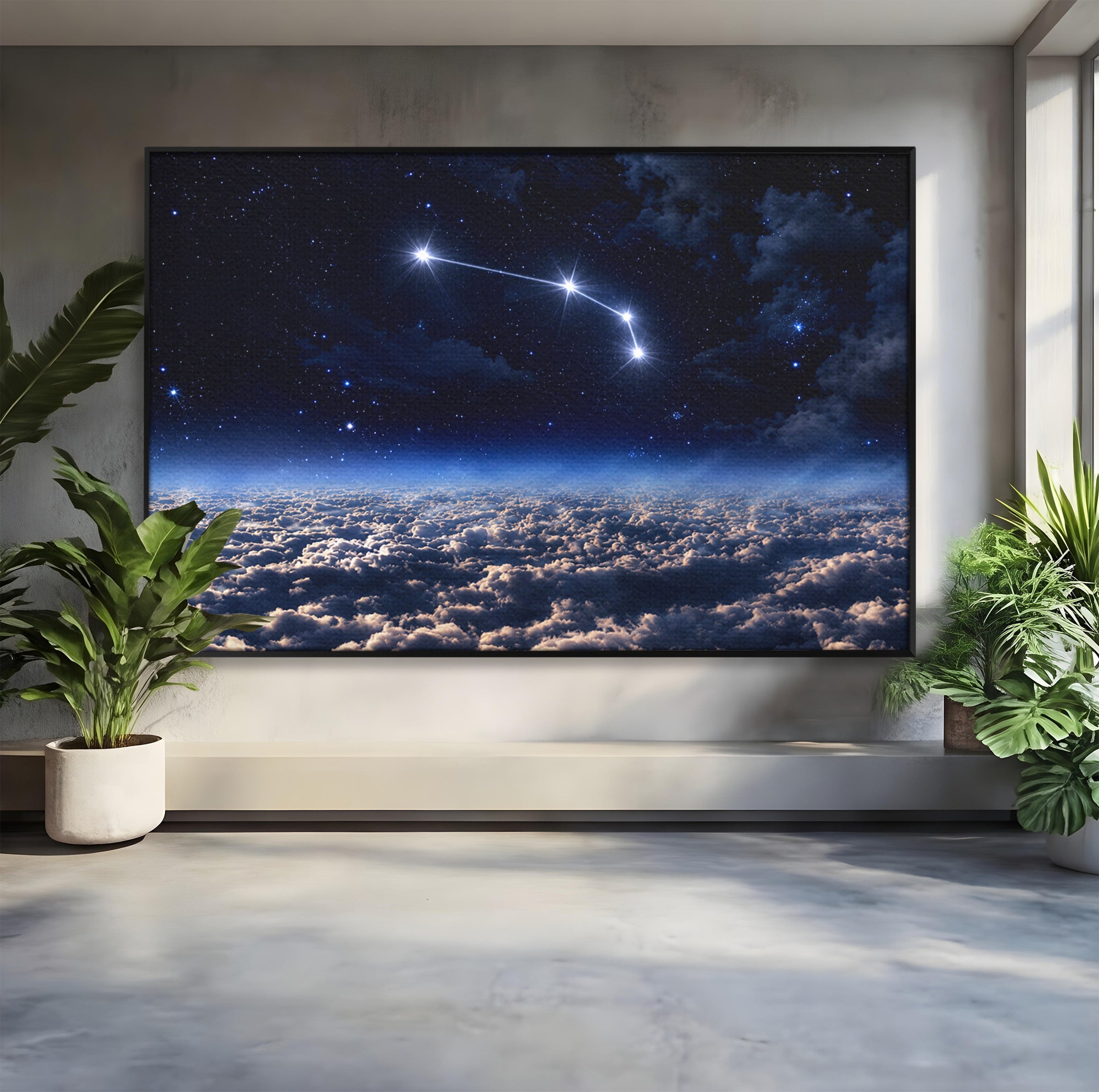 Tablou Canvas Premium LuxCanva® S1014, Constelatie Deasupra Norilor, Constelatie, Nori, Noapte, Cer, Dormitor, Culori Vibrante