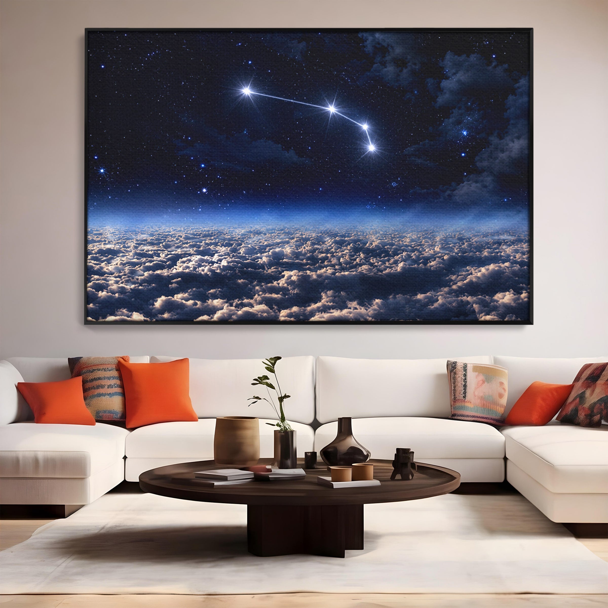 Tablou Canvas Premium LuxCanva® S1014, Constelatie Deasupra Norilor, Constelatie, Nori, Noapte, Cer, Dormitor, Culori Vibrante