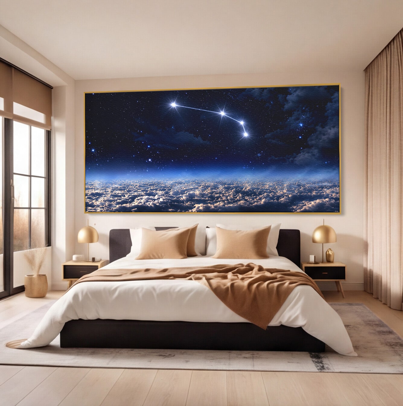 Tablou Canvas Premium LuxCanva® S1014, Constelatie Deasupra Norilor, Constelatie, Nori, Noapte, Cer, Dormitor, Culori Vibrante