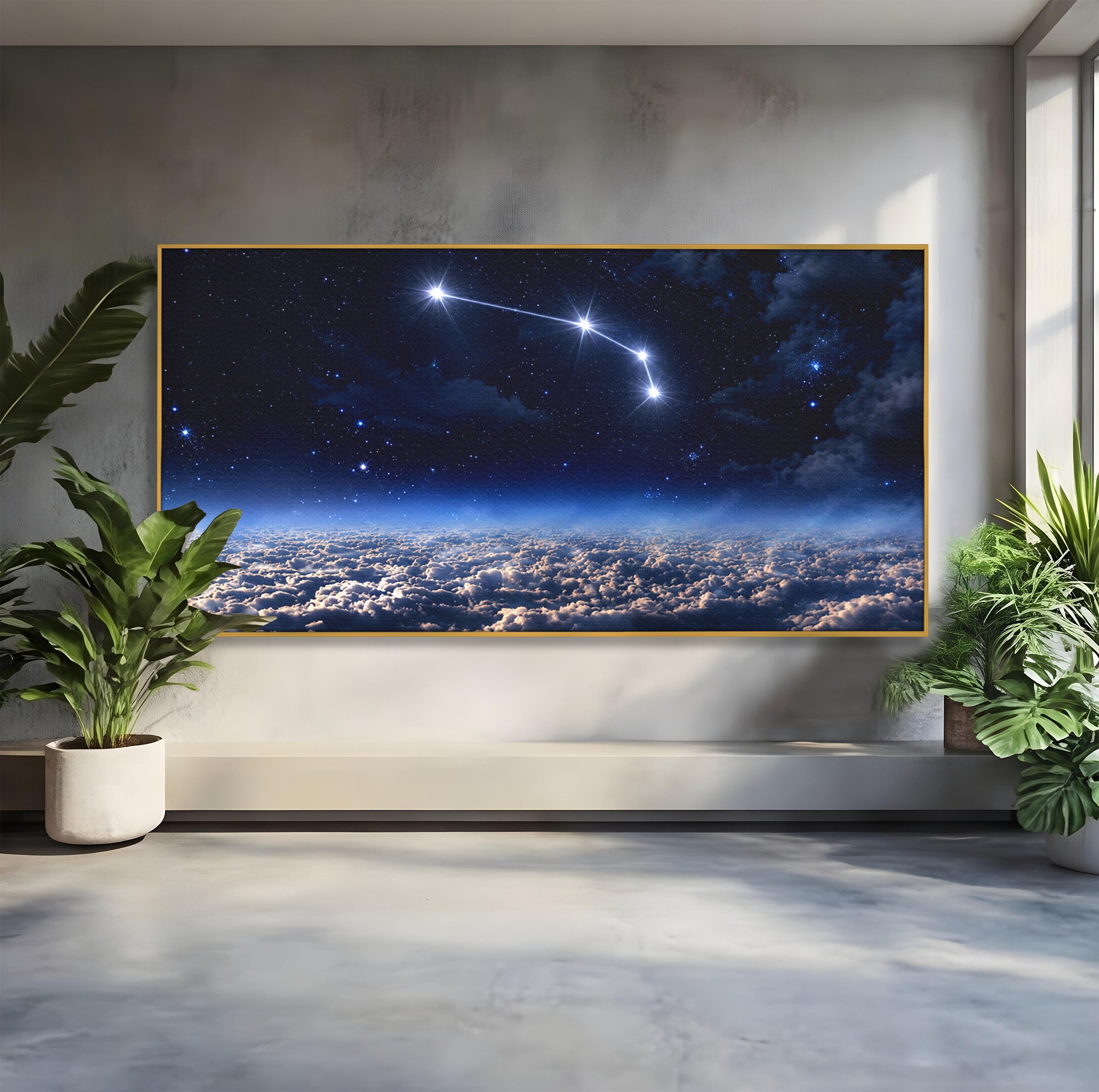 Tablou Canvas Premium LuxCanva® S1014, Constelatie Deasupra Norilor, Constelatie, Nori, Noapte, Cer, Dormitor, Culori Vibrante