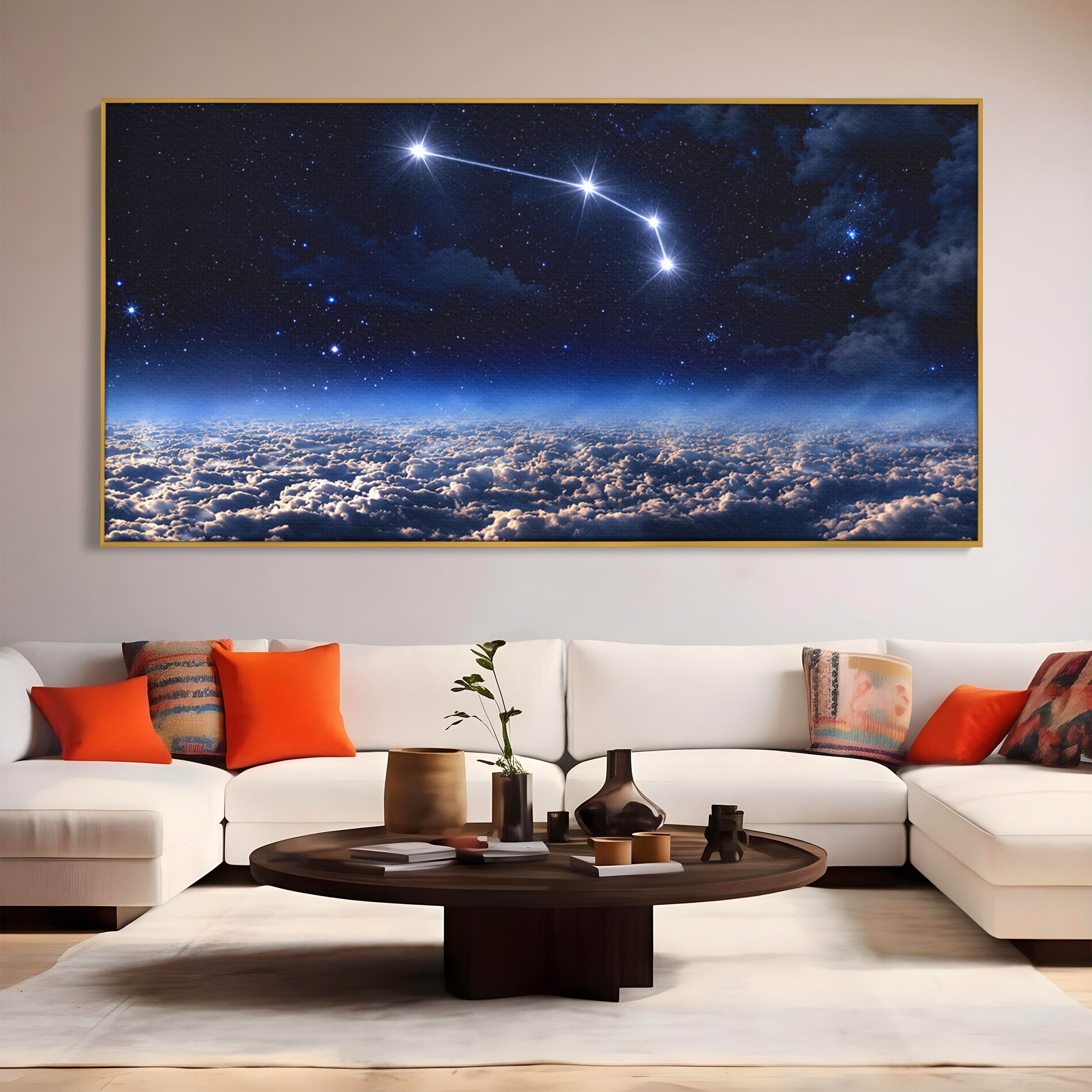 Tablou Canvas Premium LuxCanva® S1014, Constelatie Deasupra Norilor, Constelatie, Nori, Noapte, Cer, Dormitor, Culori Vibrante