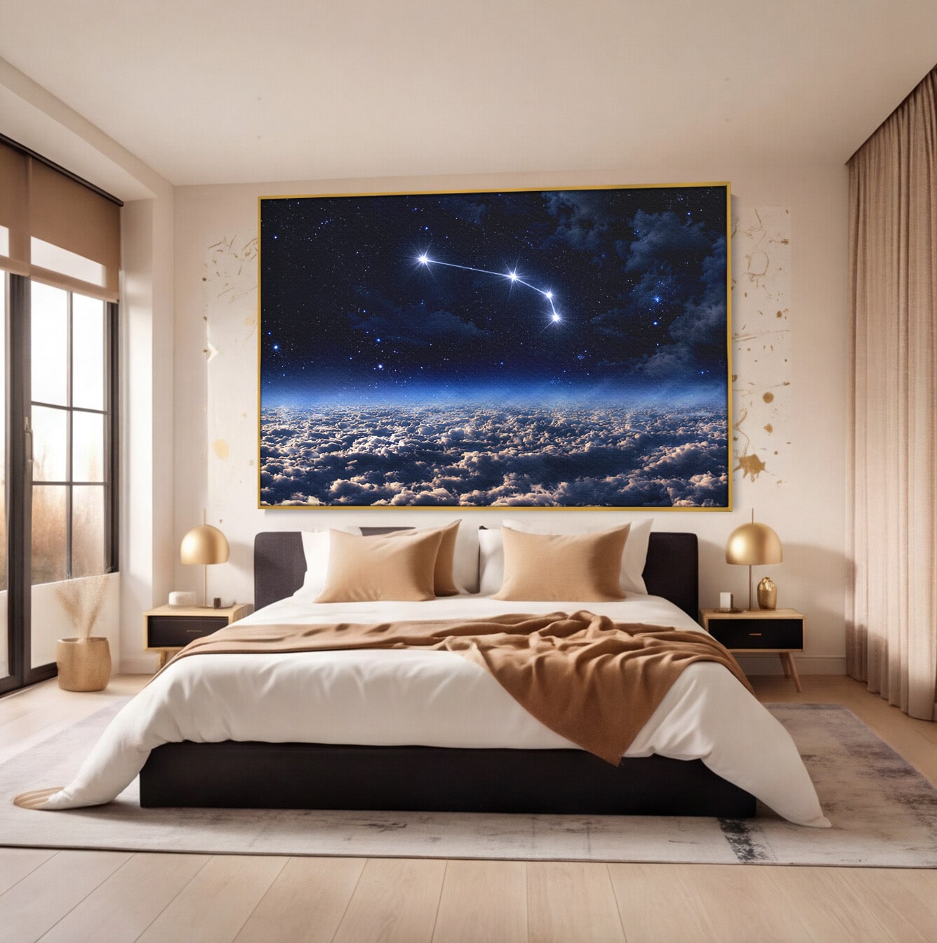 Tablou Canvas Premium LuxCanva® S1014, Constelatie Deasupra Norilor, Constelatie, Nori, Noapte, Cer, Dormitor, Culori Vibrante