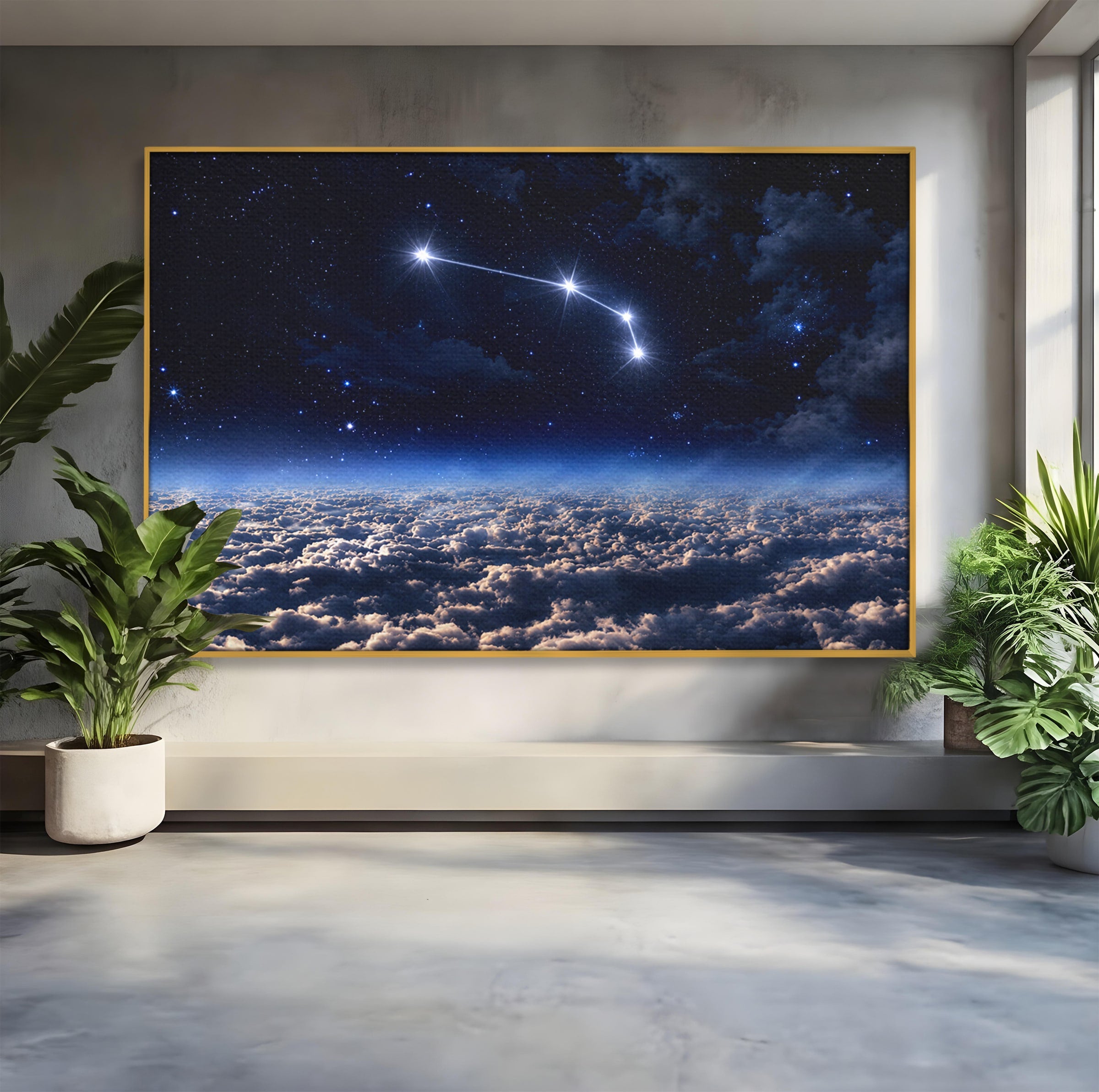 Tablou Canvas Premium LuxCanva® S1014, Constelatie Deasupra Norilor, Constelatie, Nori, Noapte, Cer, Dormitor, Culori Vibrante